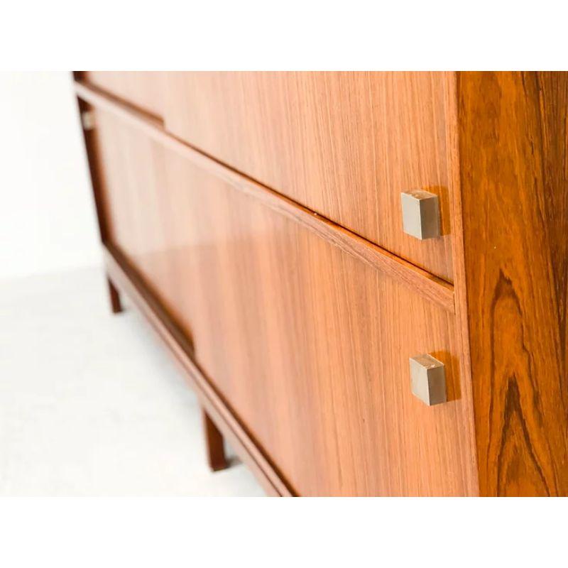 20th Century Alfred Hendrickx Highboard with Polished Steel Handles