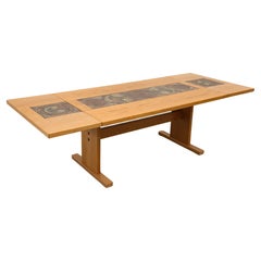Alfred Hendrickx Inspired Danish Mid-Century Oak Dining Table with Inset Tile