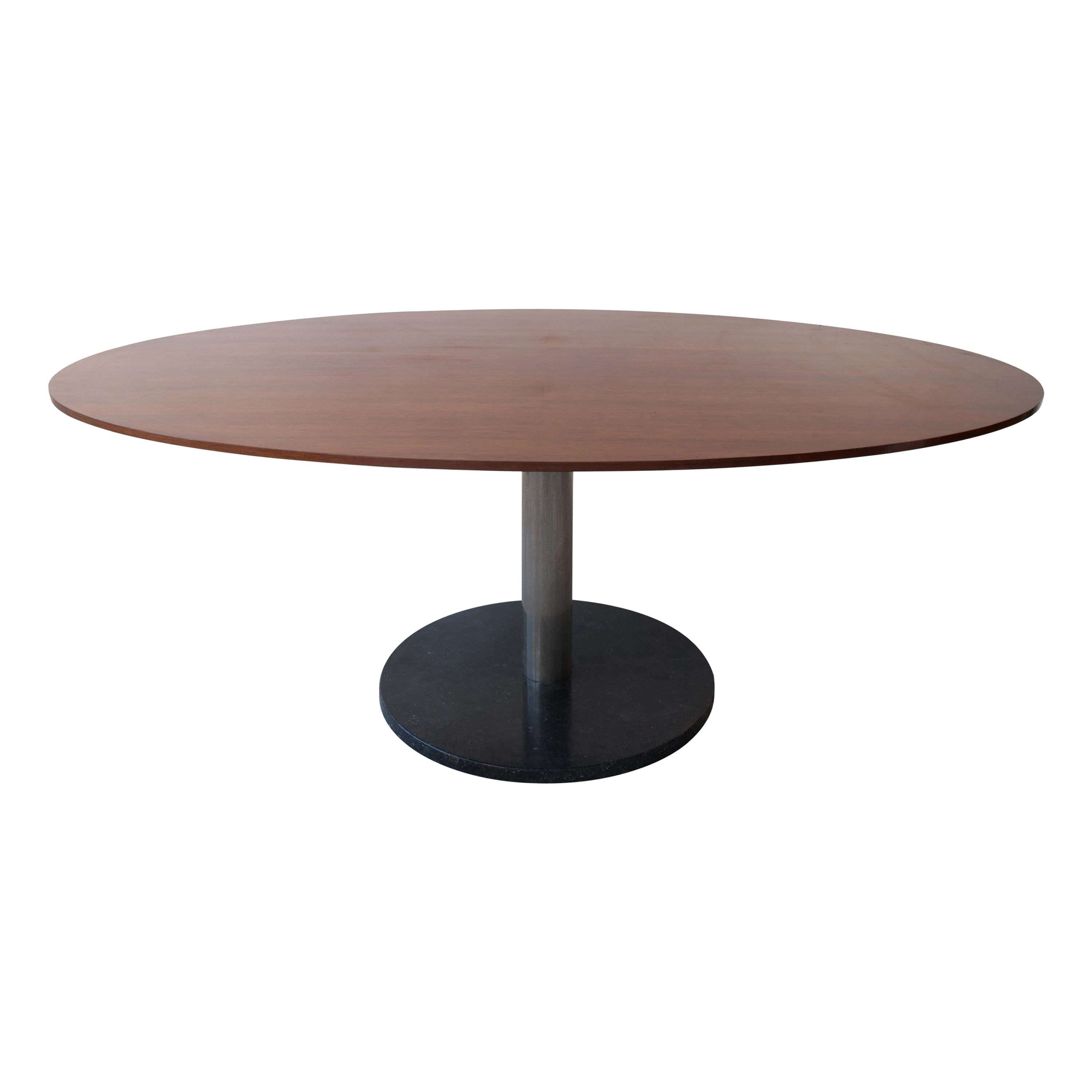 Alfred Hendrickx Oval Shaped Walnut Dining Table, Belgium Design, 1962 For Sale