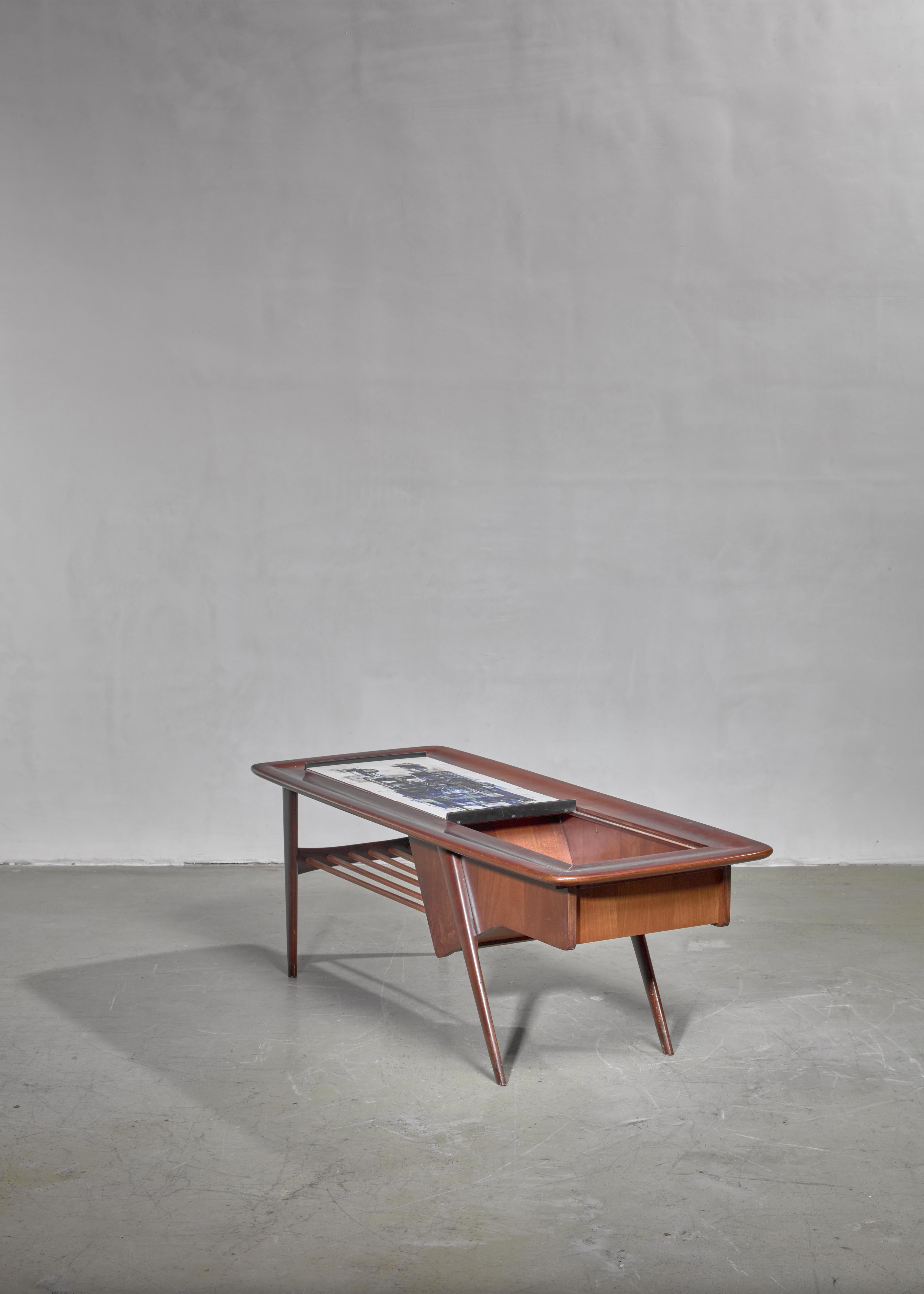 Alfred Hendrickx Side Table with Ceramic Tiles, Belgium, 1950s In Good Condition For Sale In Maastricht, NL