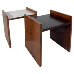 Alfred Hendrickx set of two night of side tables with black and white top