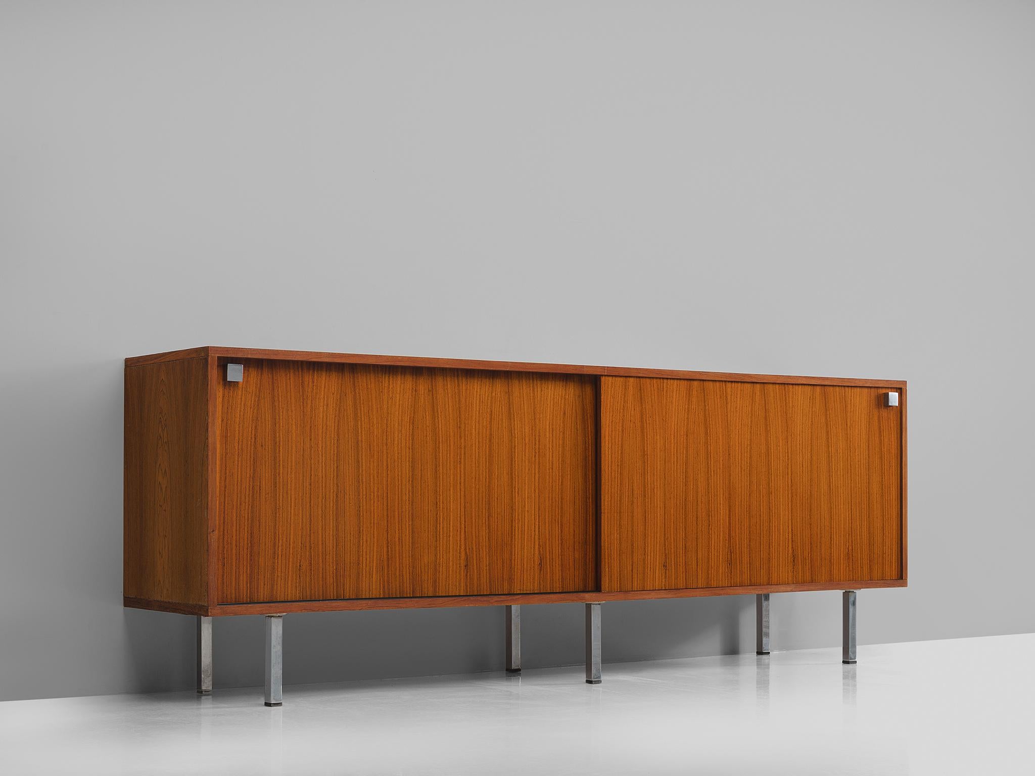 Alfred Hendrickx for Belform, sideboard in rosewood, Belgium, 1960s. 

This sideboard is designed by the Belgian designer Alfred Hendrickx. This credenza features two sliding doors with characteristic square aluminium handles. The design of this