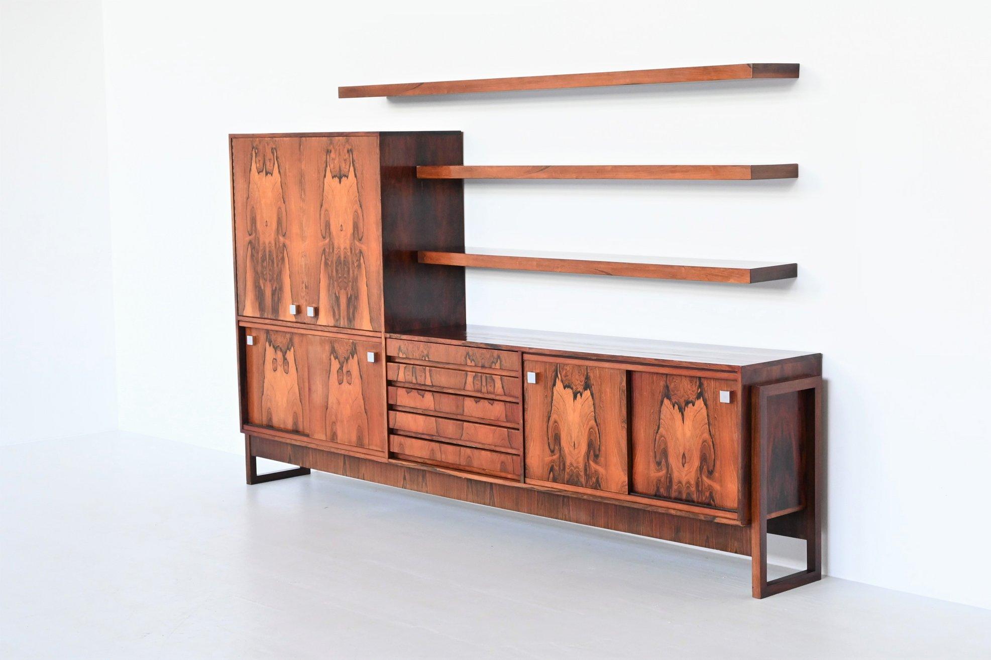 Mid-Century Modern Alfred Hendrickx Style Large Rosewood Sideboard Belgium 1960