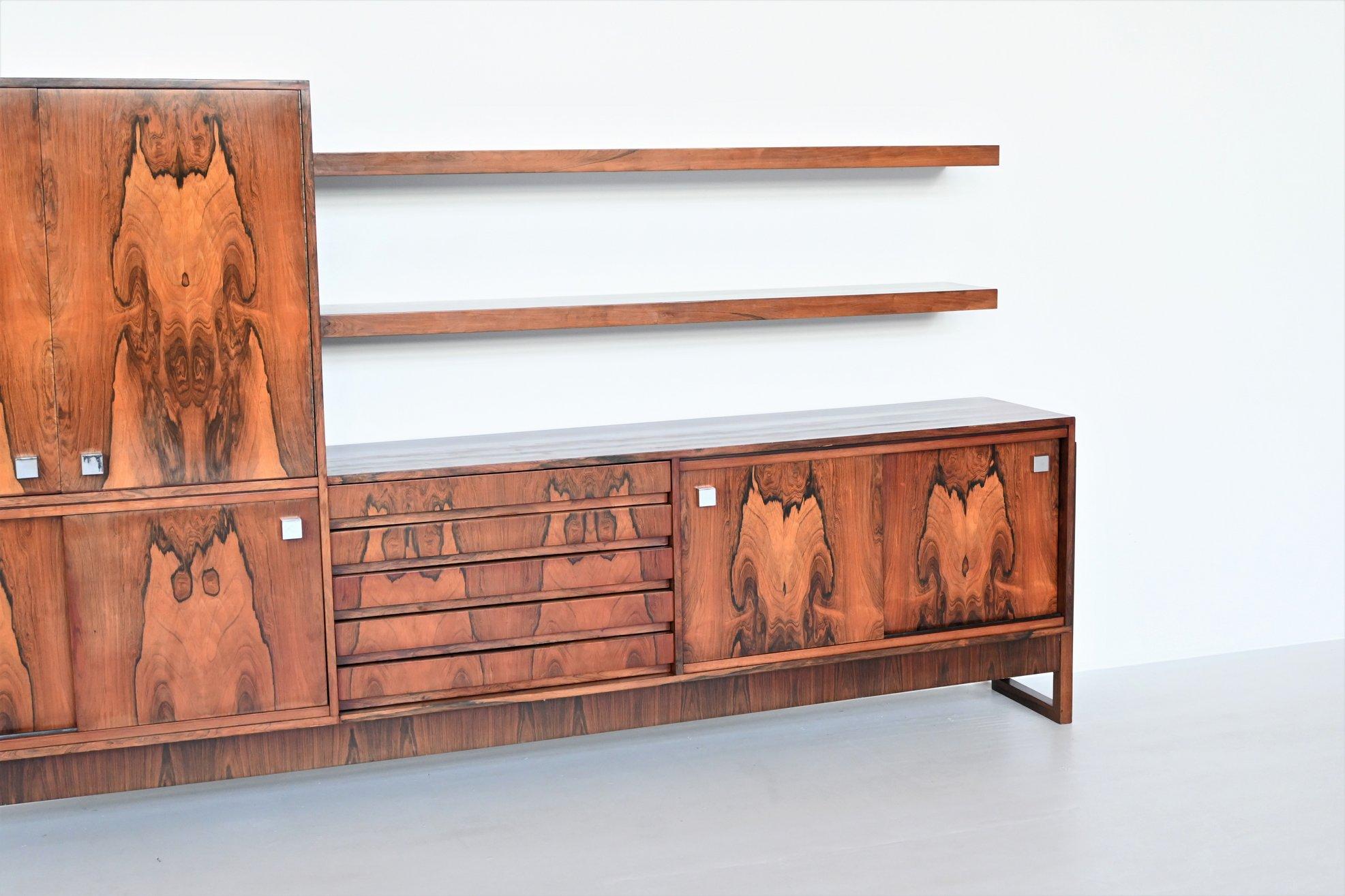 Belgian Alfred Hendrickx Style Large Rosewood Sideboard Belgium 1960