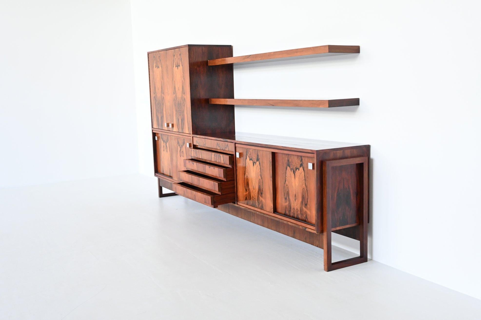 Mid-20th Century Alfred Hendrickx Style Large Rosewood Sideboard Belgium 1960