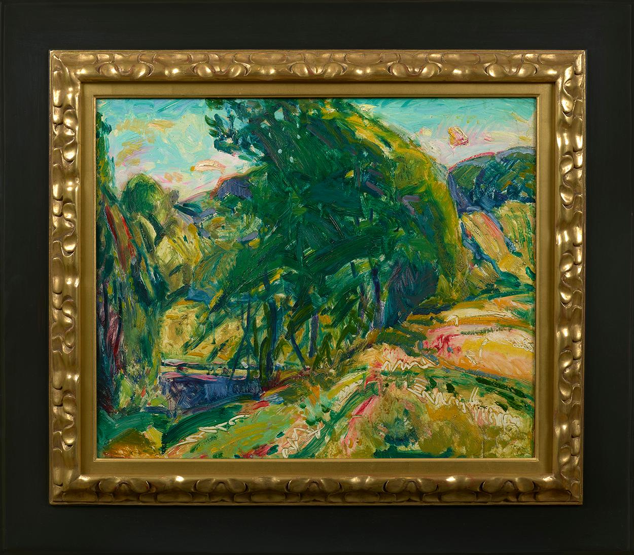 Landschaft mit grünem Baum – Painting von Alfred Henry Maurer