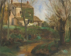 Öl, The Rabbit Catcher's Cottage von H. R. Thornton NEAC (1863-1939) - 1924