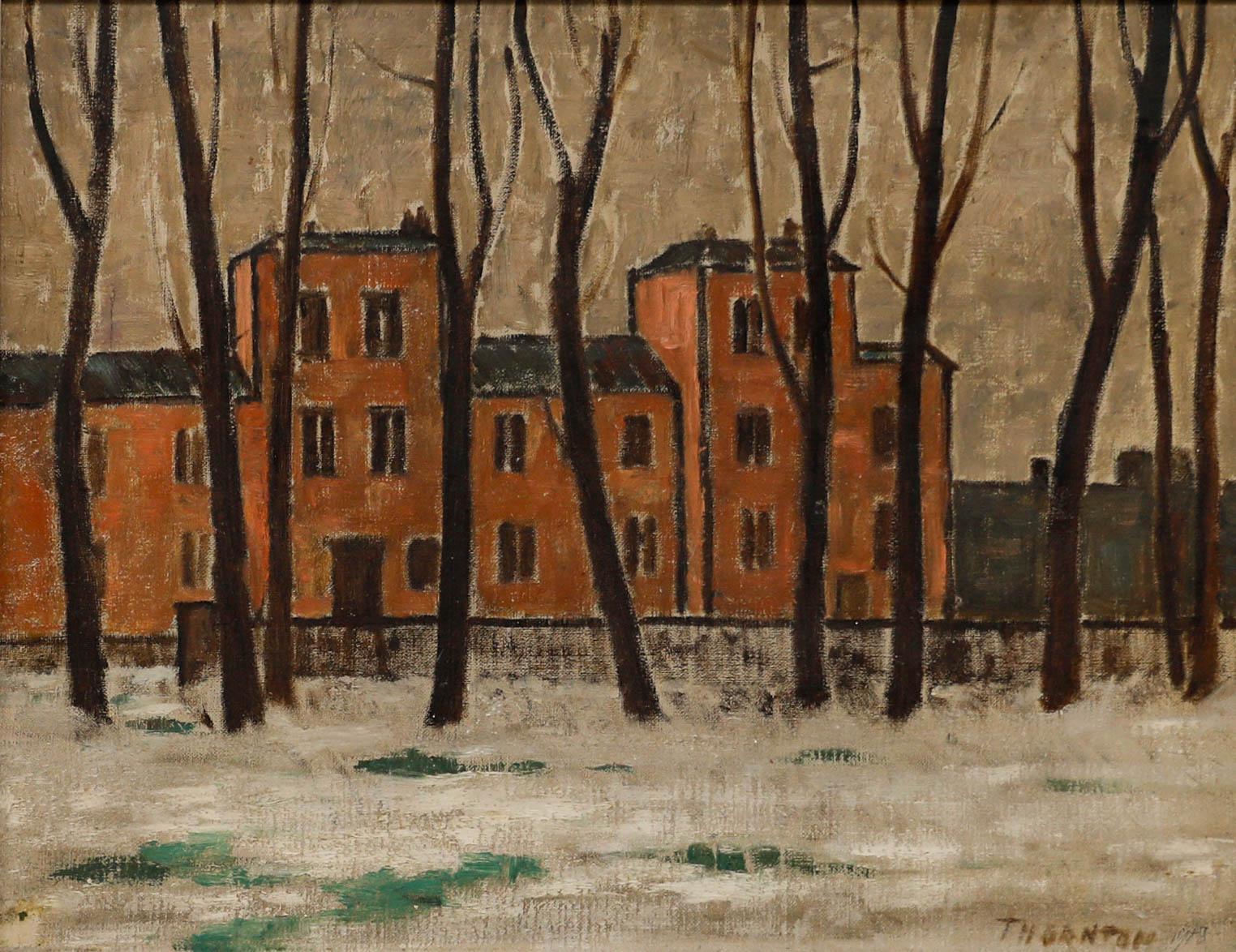 Alfred Henry Robinson Thornton NEAC (1863-1939) - 1919 Oil, Red Brick Buildings 1