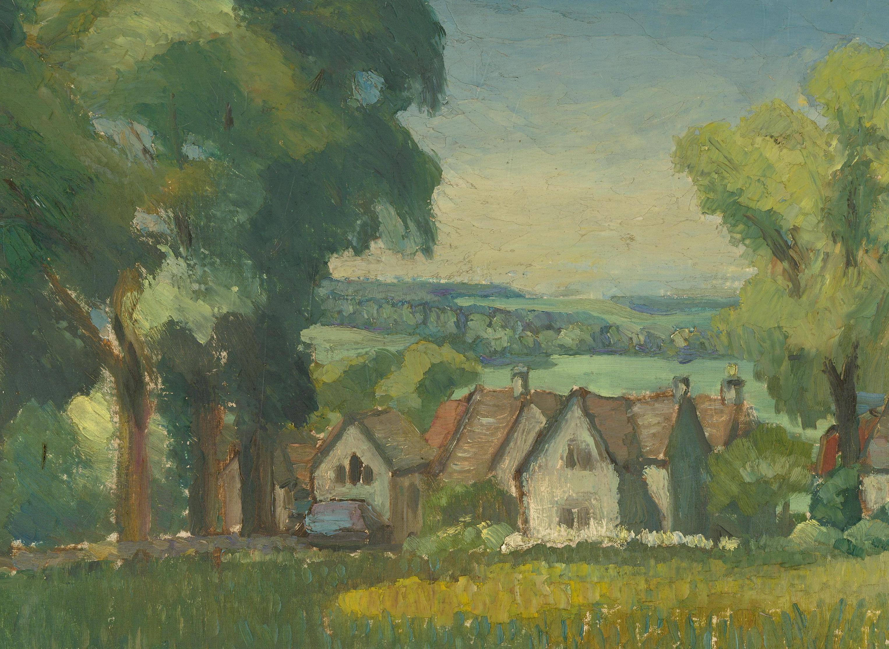 Englische Landschaft, Öl, Henry Robinson Thornton NEAC (1863-1939) (Grau), Landscape Painting, von Alfred Henry Robinson Thornton NEAC