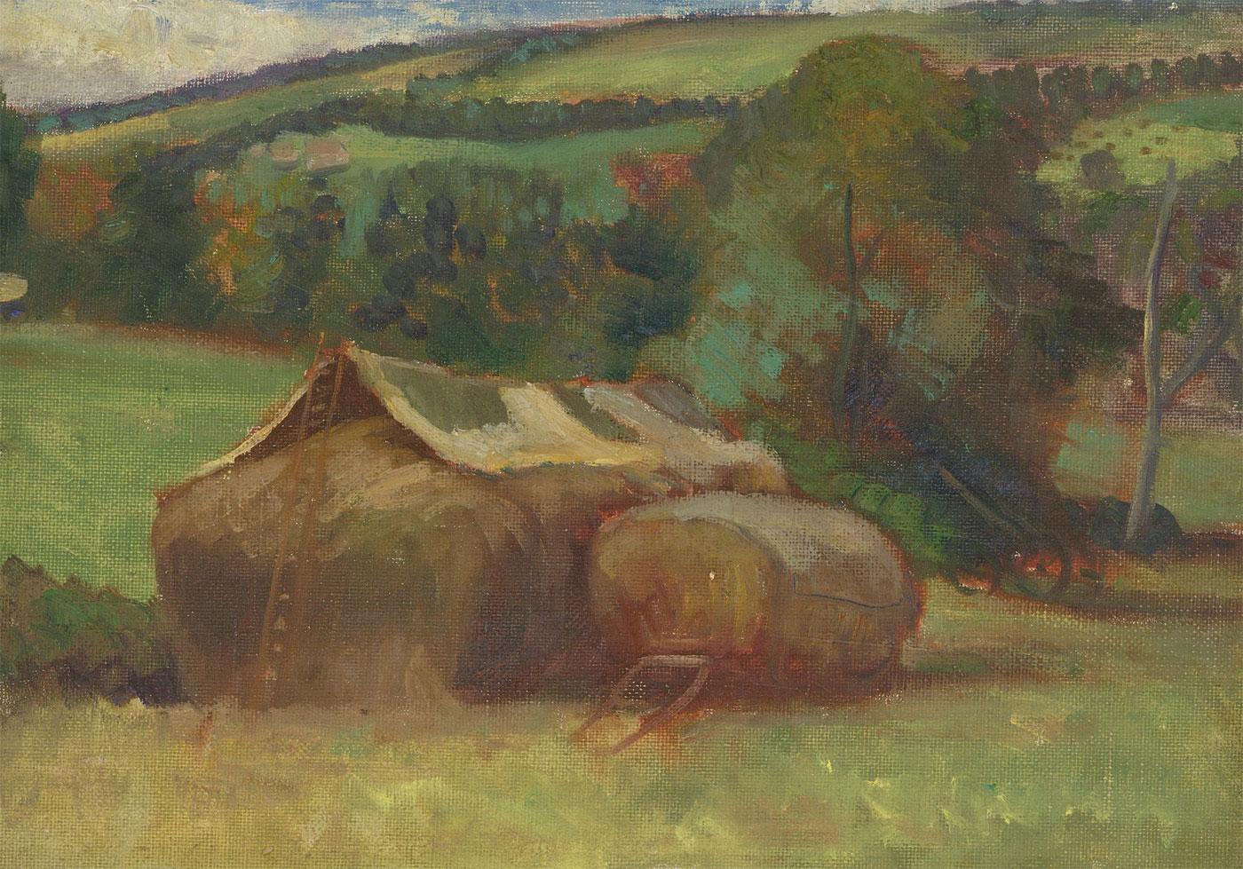 Henry Robinson Thornton NEAC (1863-1939) - Öl, Hayrick (Braun), Landscape Painting, von Alfred Henry Robinson Thornton NEAC