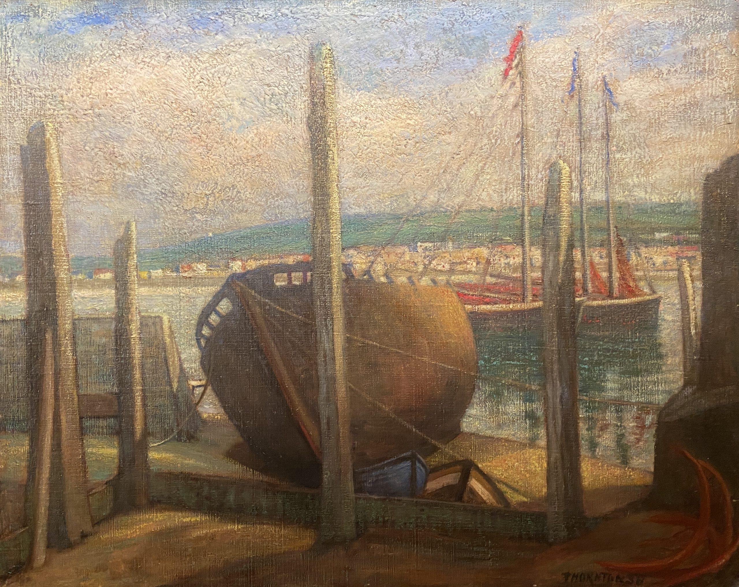 Alfred Henry Robinson Thornton NEAC Landscape Painting - Instow from Appledore, Oil Landscape, Signed and Dated 1938