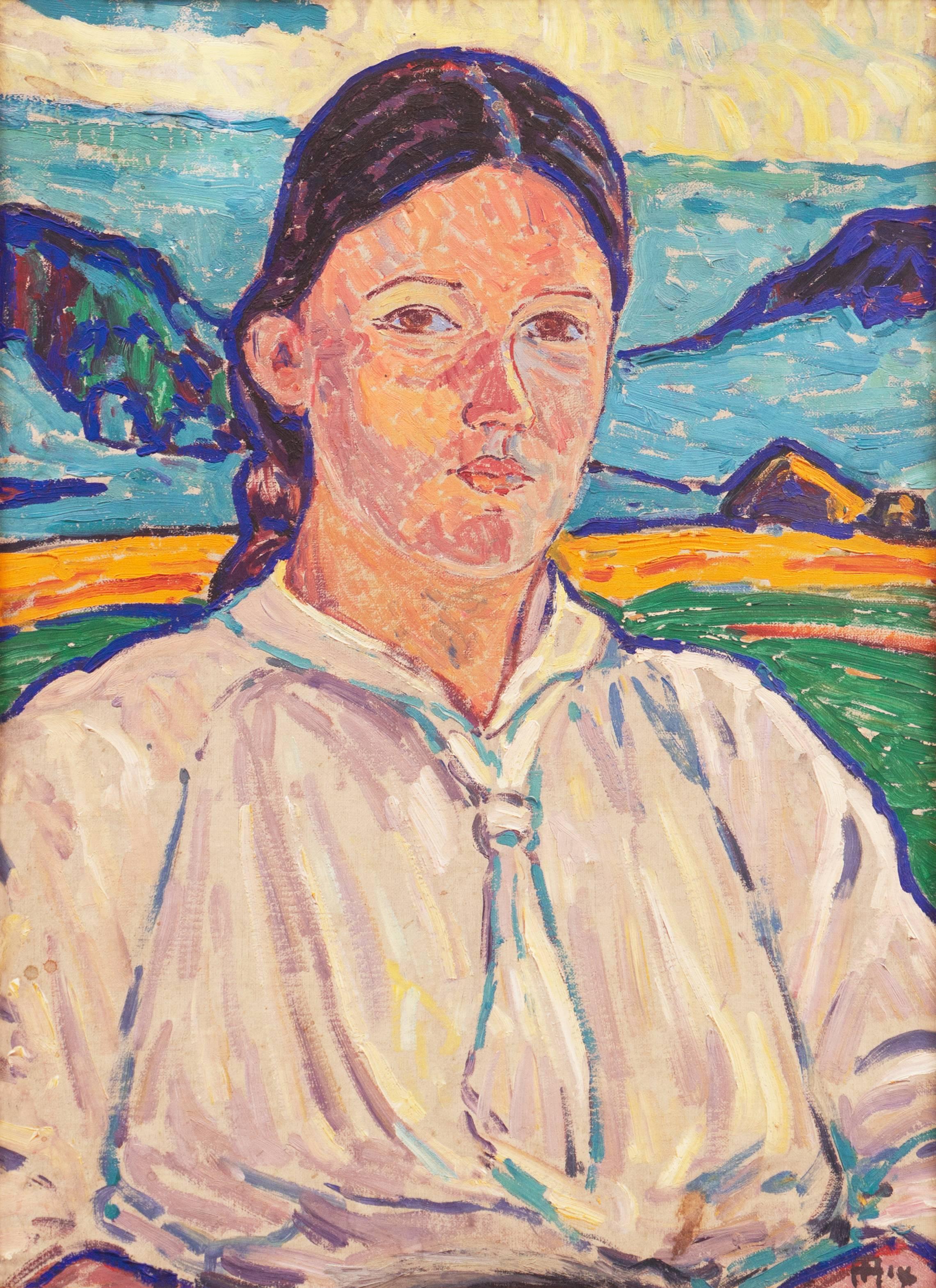 Alfred Hermann Helberger Figurative Painting - 'Study of a Young Woman', Karlsruhe, Berlin, Danish Post-Impressionist, Benezit