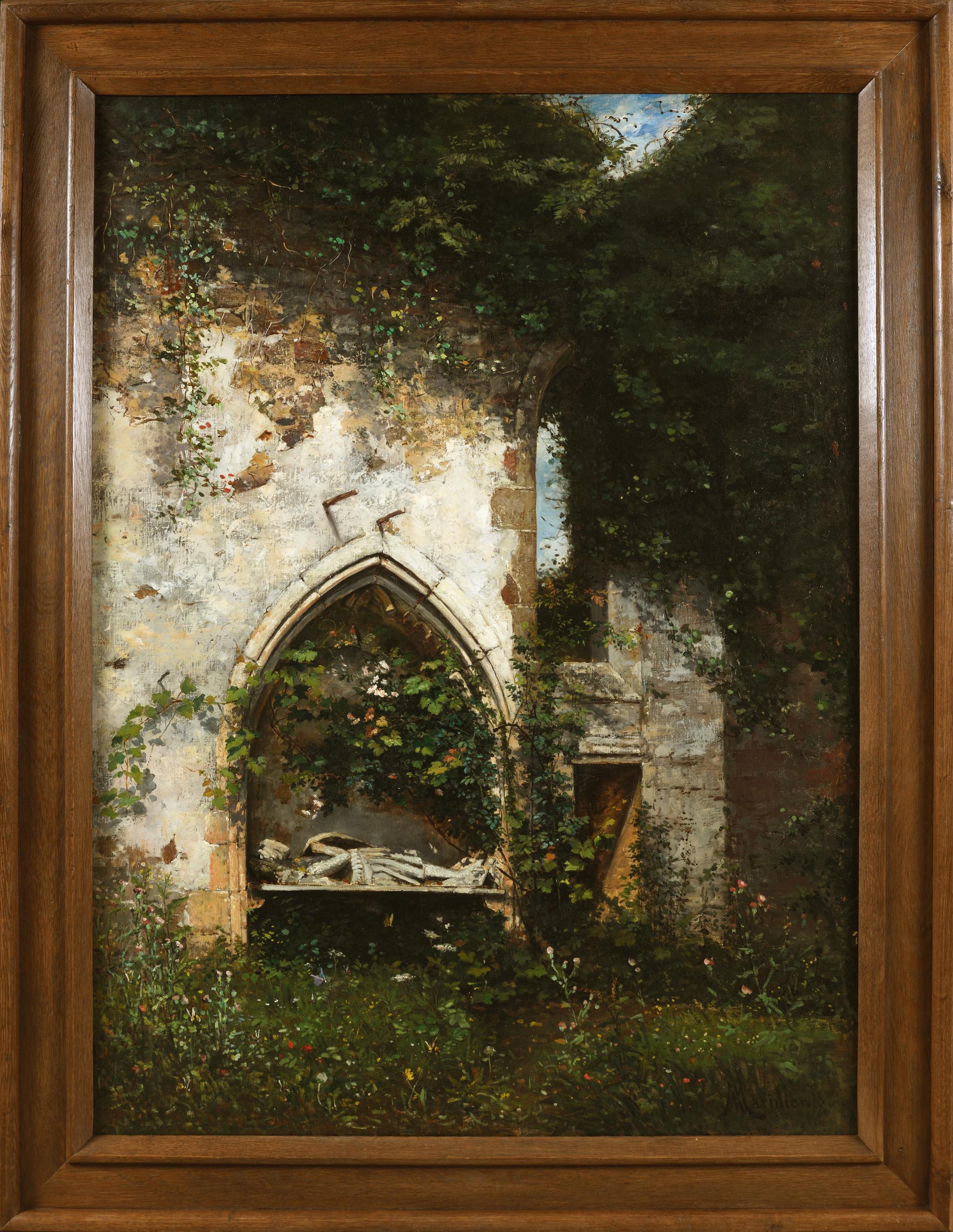 L'effigie della tomba nella rovina - Painting di Alfred Hippolyte Marinier