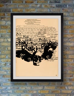 Alfred Hitchcock 'The Birds' Original Vintage Movie Poster, Polish, 1968