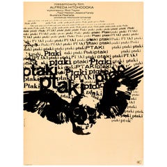 Alfred Hitchcock 'The Birds' Original Vintage Movie Poster, Polish, 1968