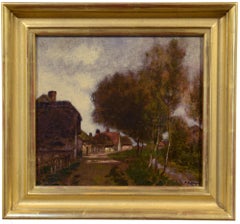 Village Afternoon, French Countryside, Barbizon School, 19th Century, Oil