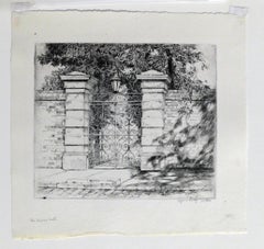 Gravure originale d'Alfred Hutty, circa 1935, « The Sword Gate » (La porte de la sabre)