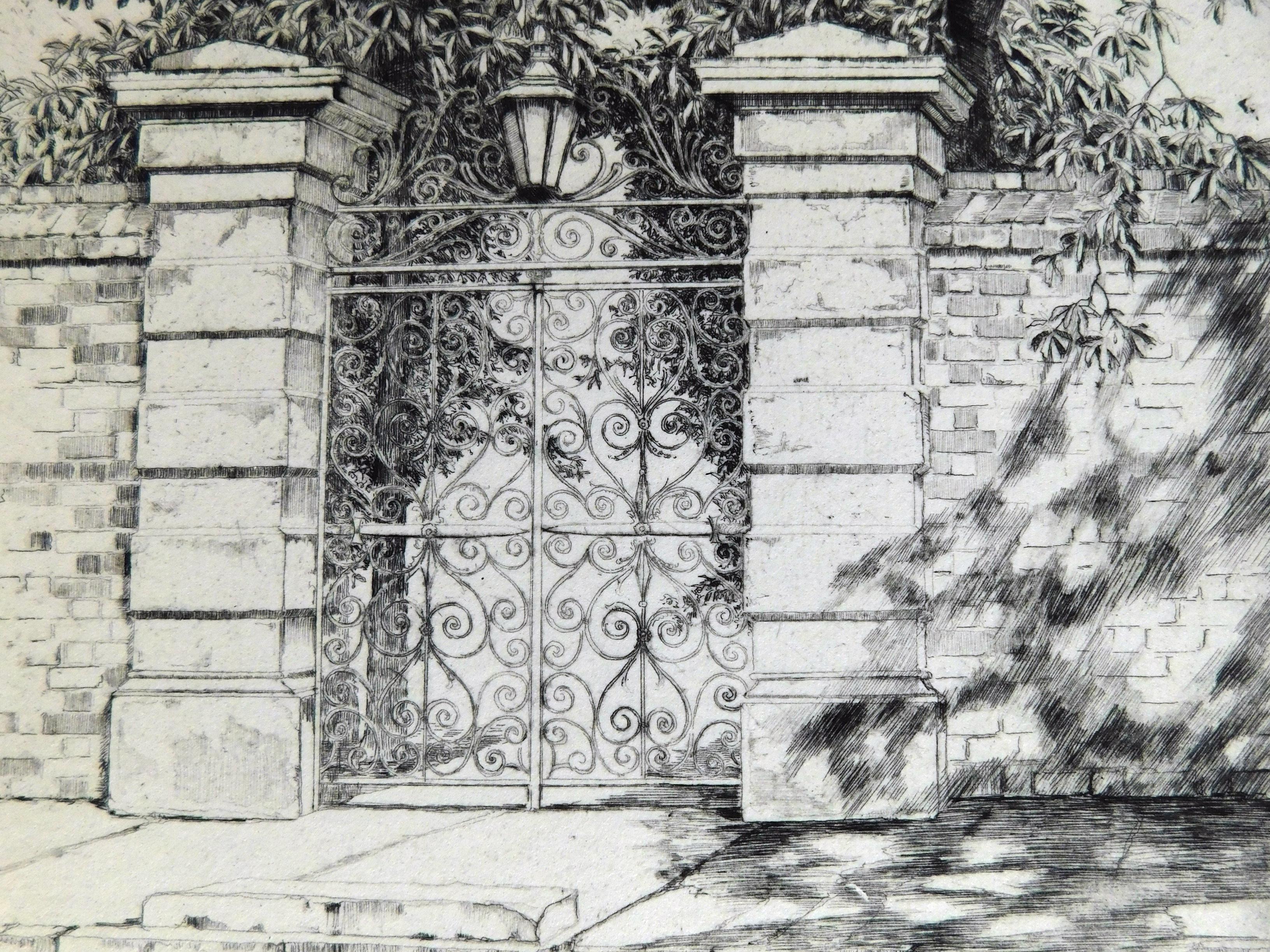 20th Century Alfred Hutty Original Etching, circa 1935, “The Sword Gate” 