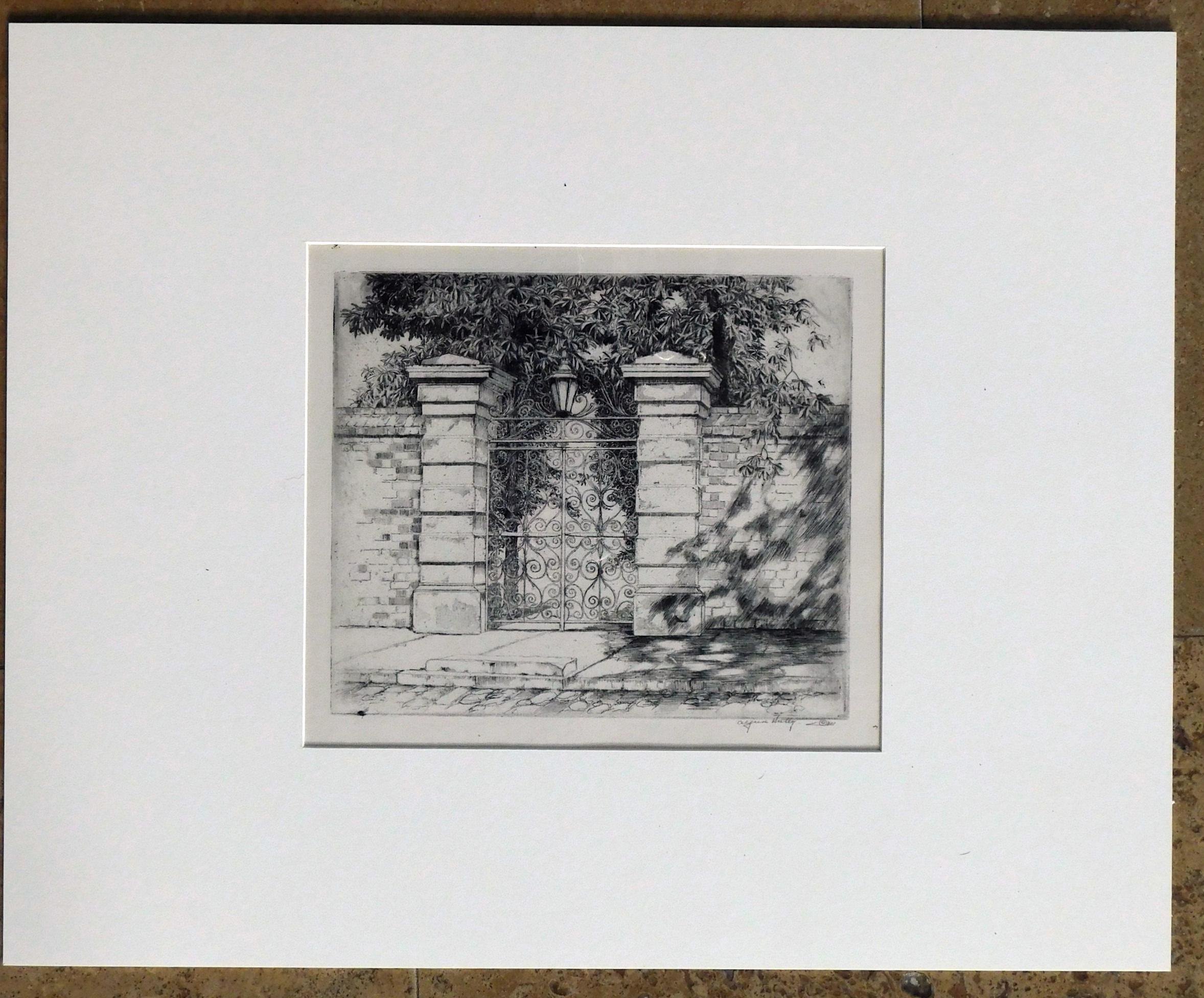 Paper Alfred Hutty Original Etching, circa 1935, “The Sword Gate” 