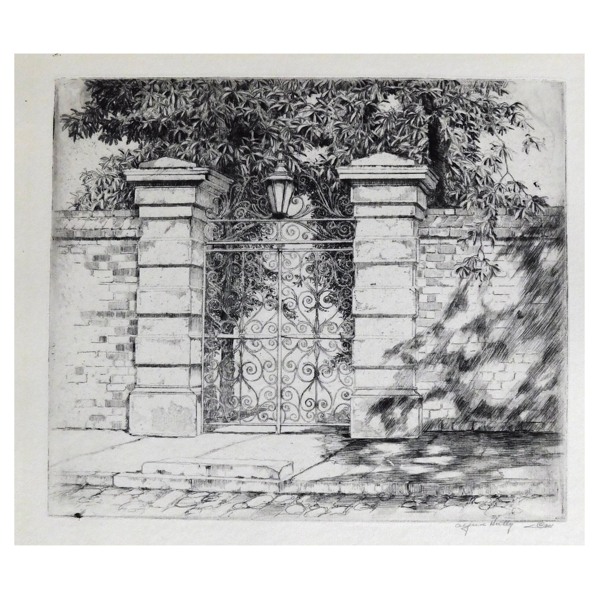 Alfred Hutty Original Etching, circa 1935, “The Sword Gate”