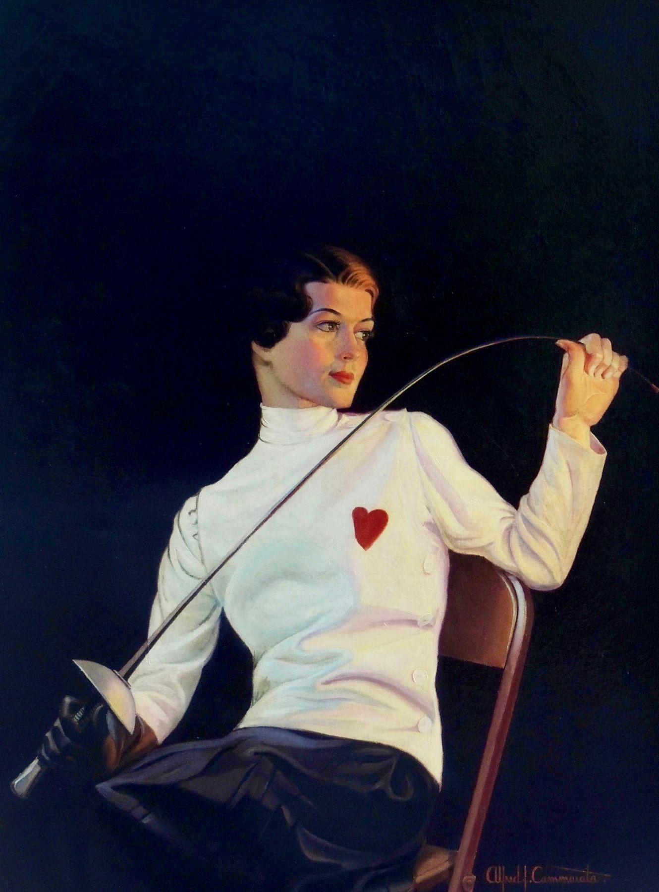 Alfred J. Cammarata Portrait Painting – Female Fencer, Saturday Evening Post Cover, weiblicher Fencer