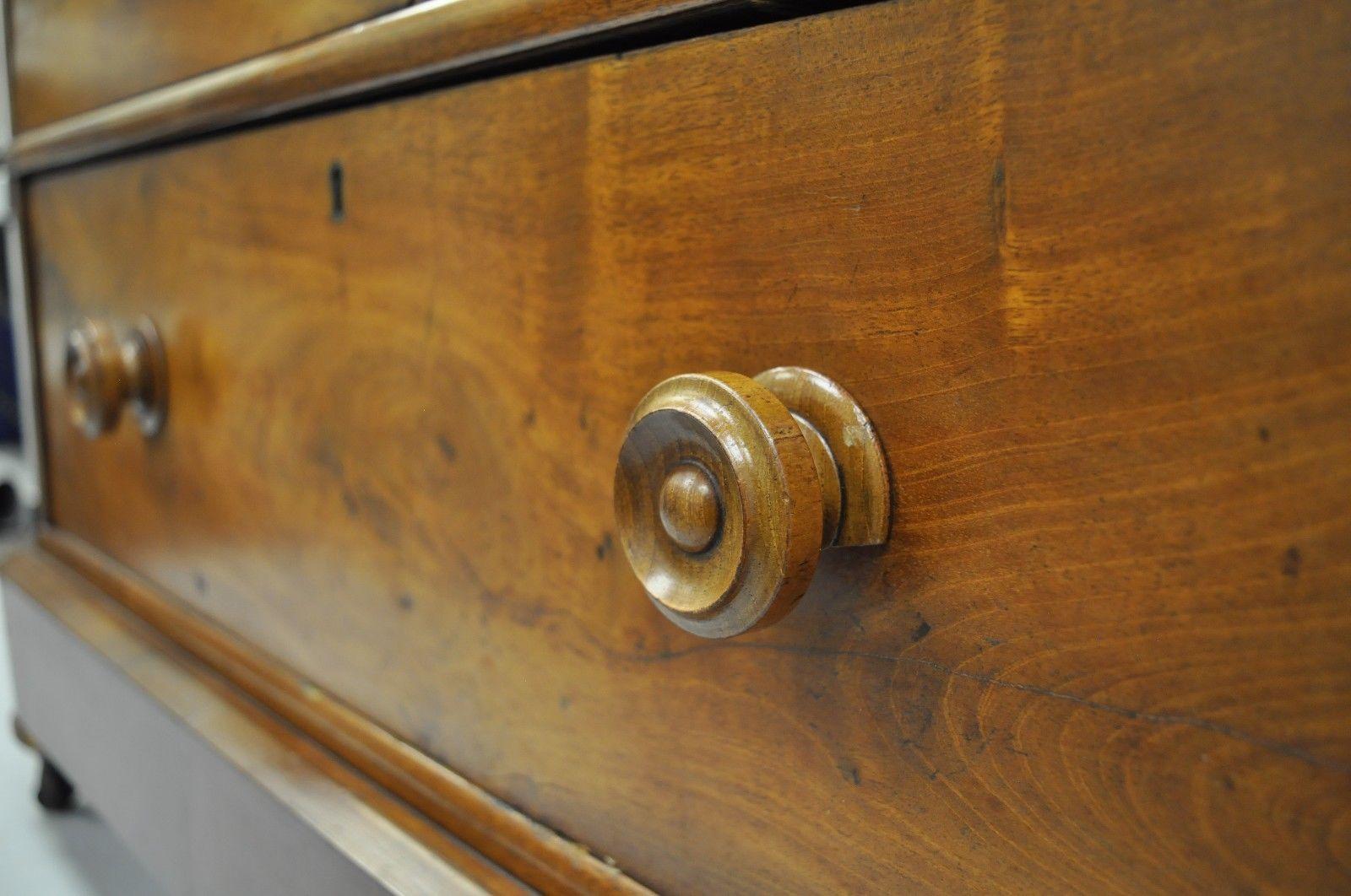 19th Century Alfred J Emery Five-Drawer English Walnut Veneer Chest Dresser Commode