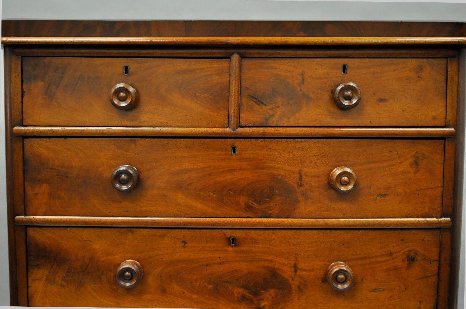 Wood Alfred J Emery Five-Drawer English Walnut Veneer Chest Dresser Commode