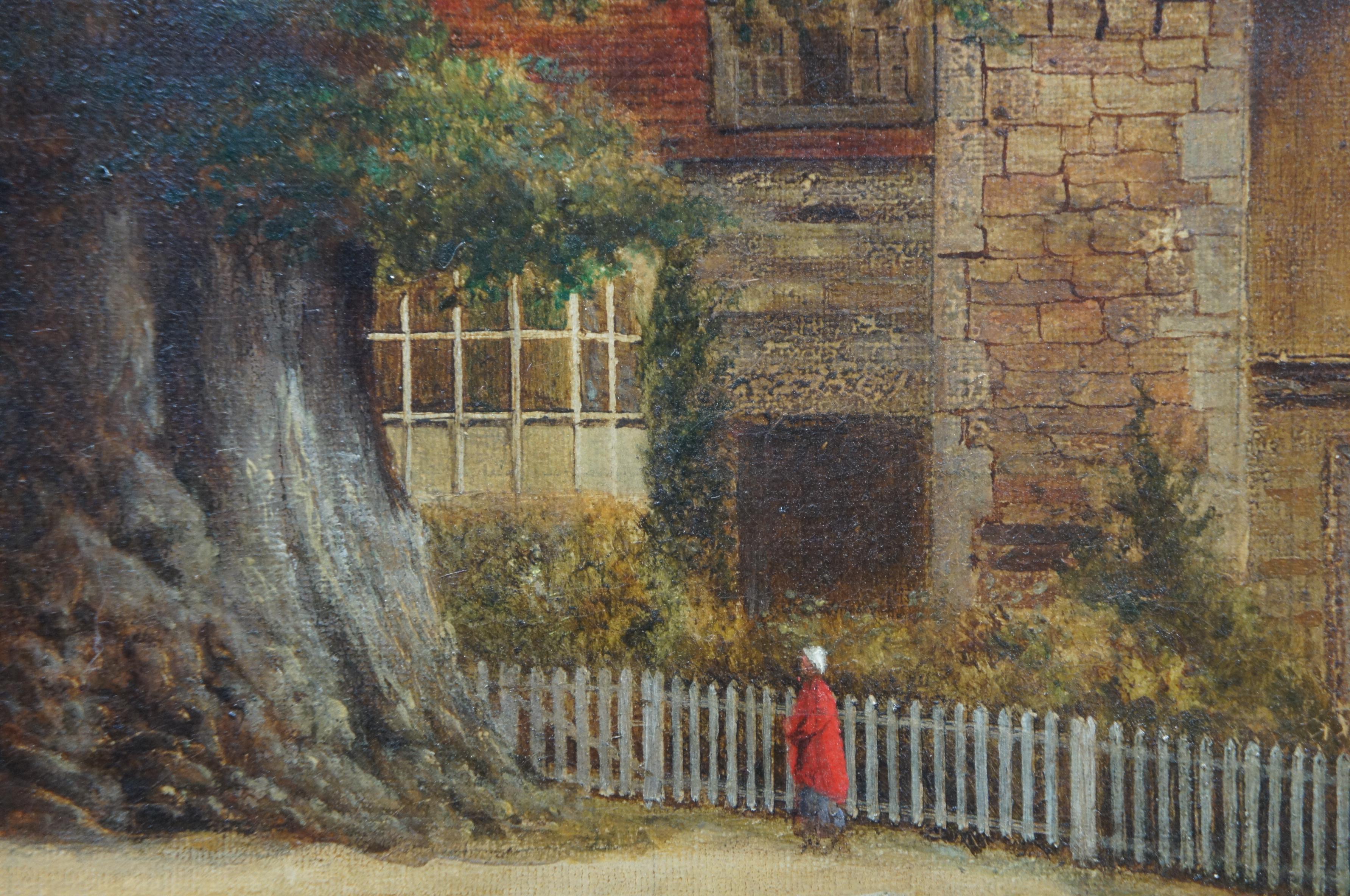 Alfred J Robertson Antique Oil Landscape Painting Village Scene Cityscape For Sale 6