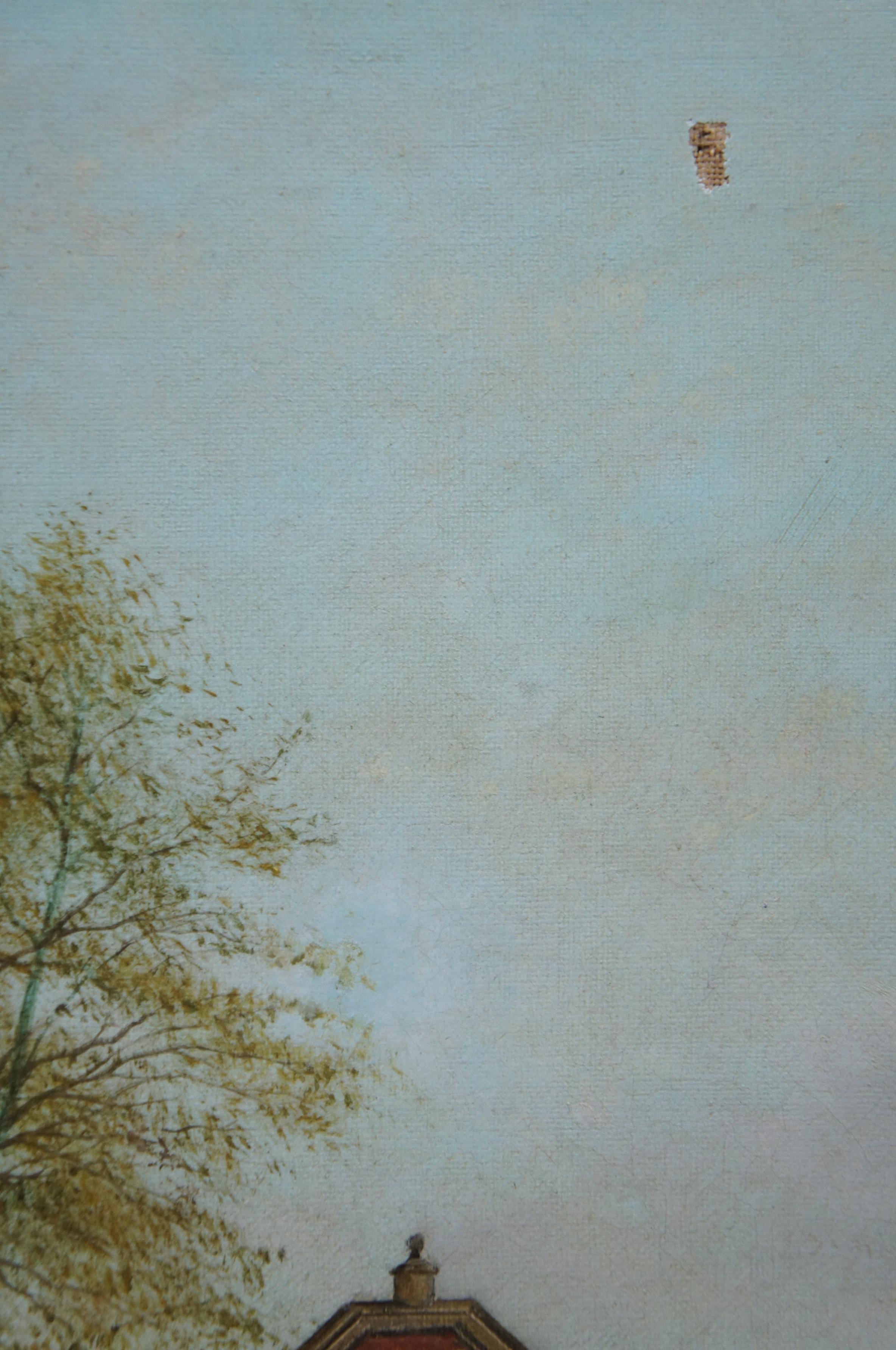 Alfred J Robertson - Peinture à l'huile ancienne de paysage à l'huile - Scène de village - Paysage urbain en vente 4
