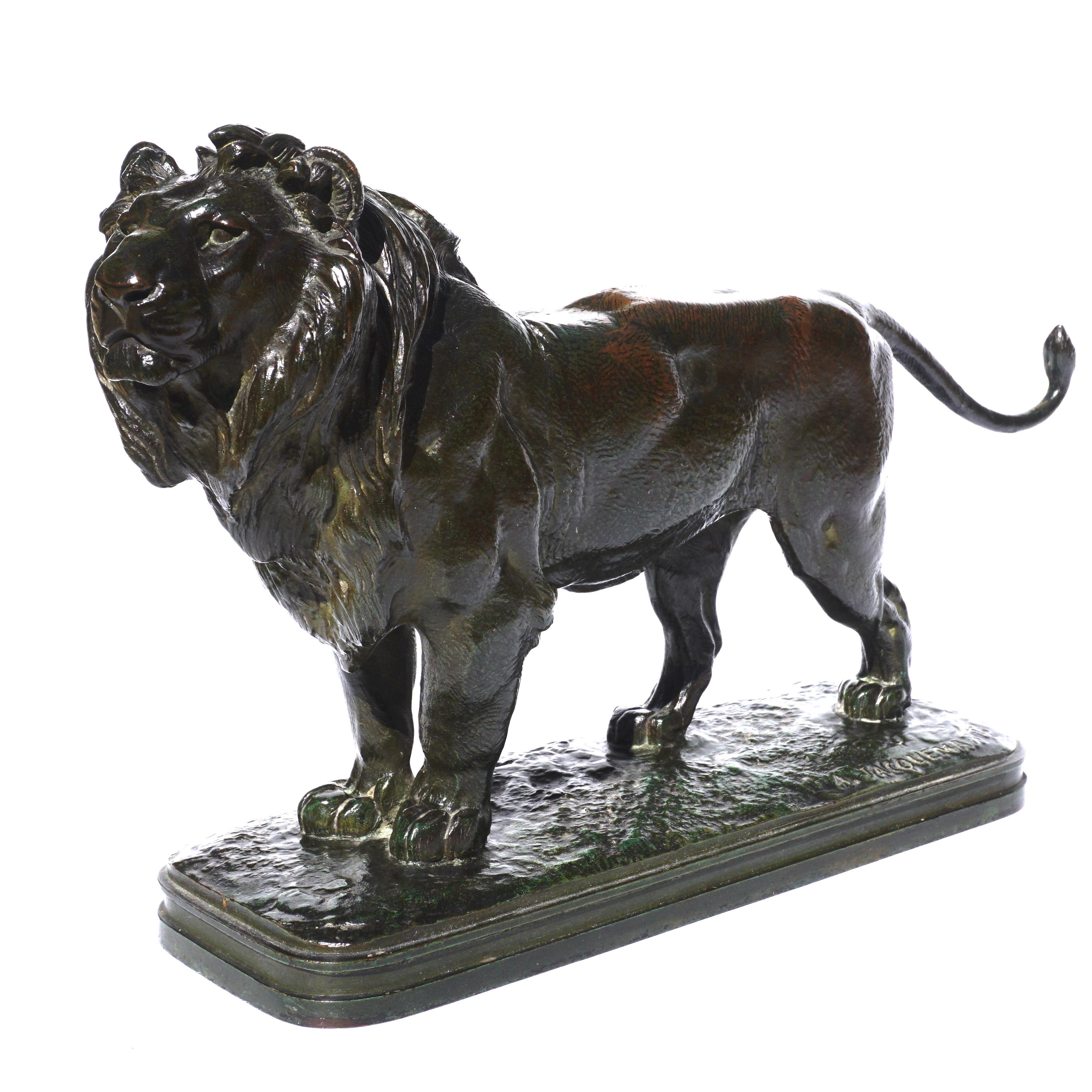 French Alfred Jacquemart Bronze Lion