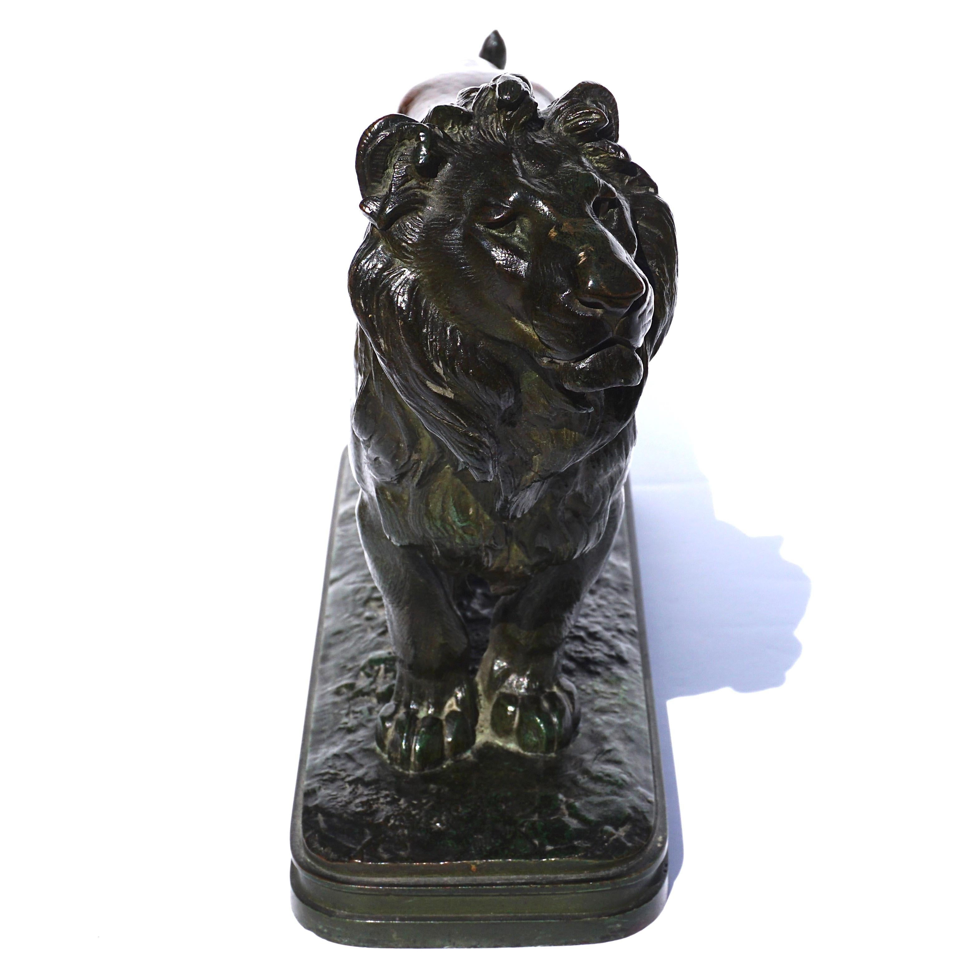 Cast Alfred Jacquemart Bronze Lion