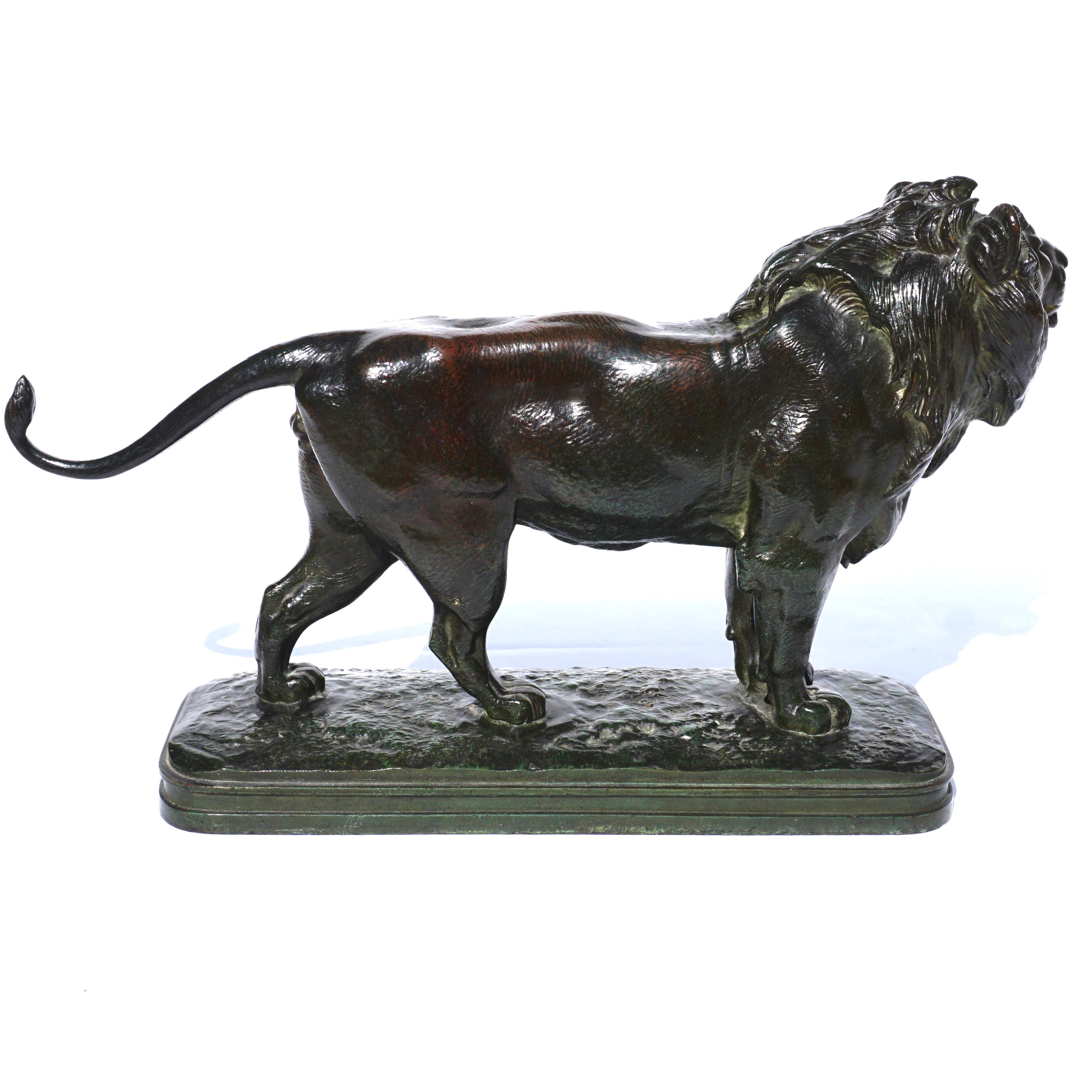 Alfred Jacquemart Bronze Lion In Excellent Condition In Dallas, TX