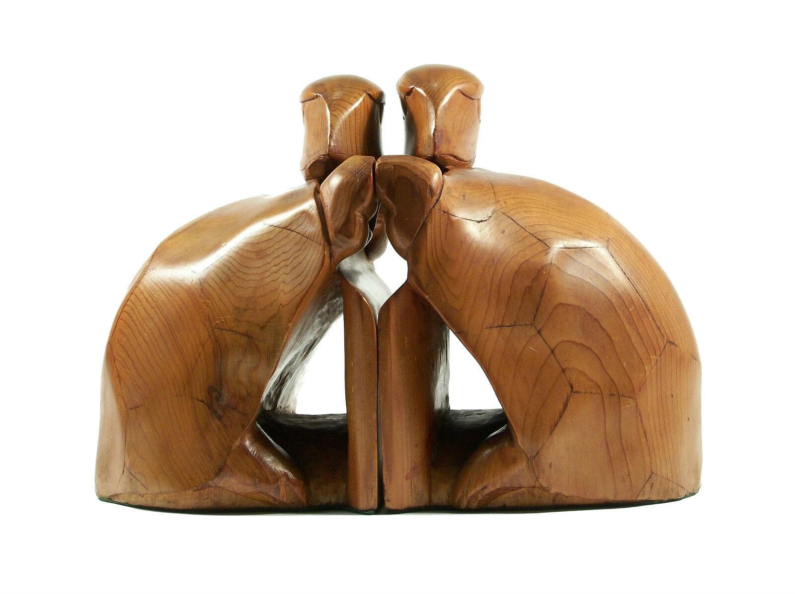 Hand-Carved Alfred James Perry, Mid-Century Turtle Bookends, Signed & Dated, circa 1950 For Sale