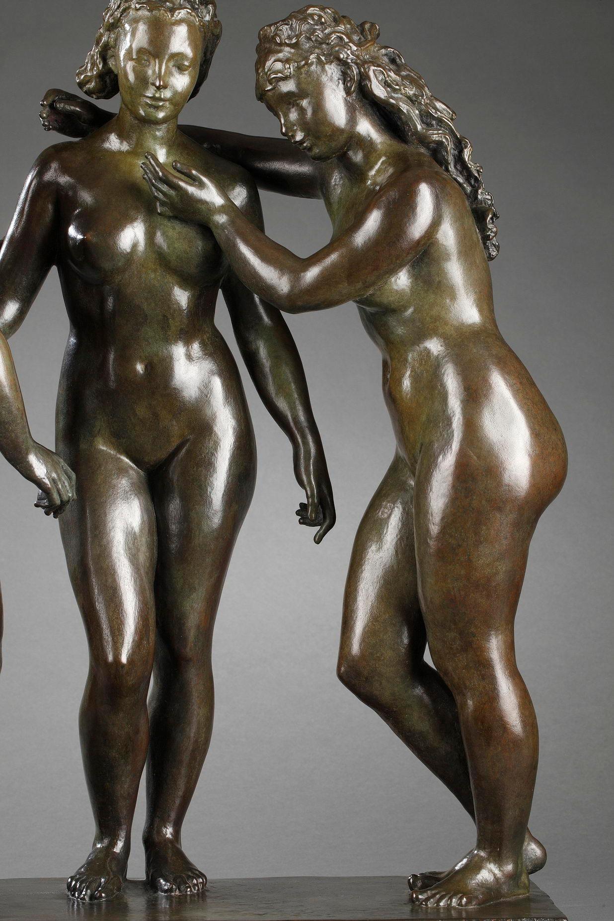 The Three Graces - French School Sculpture by Alfred JANNIOT
