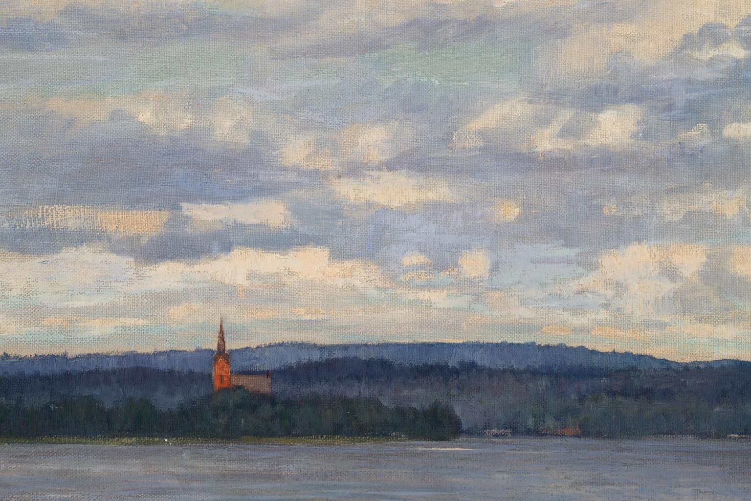 Alfred Jansson [Seelandschaft ohne Titel] Signiertes impressionistisches Ölgemälde von 1923 im Angebot 4