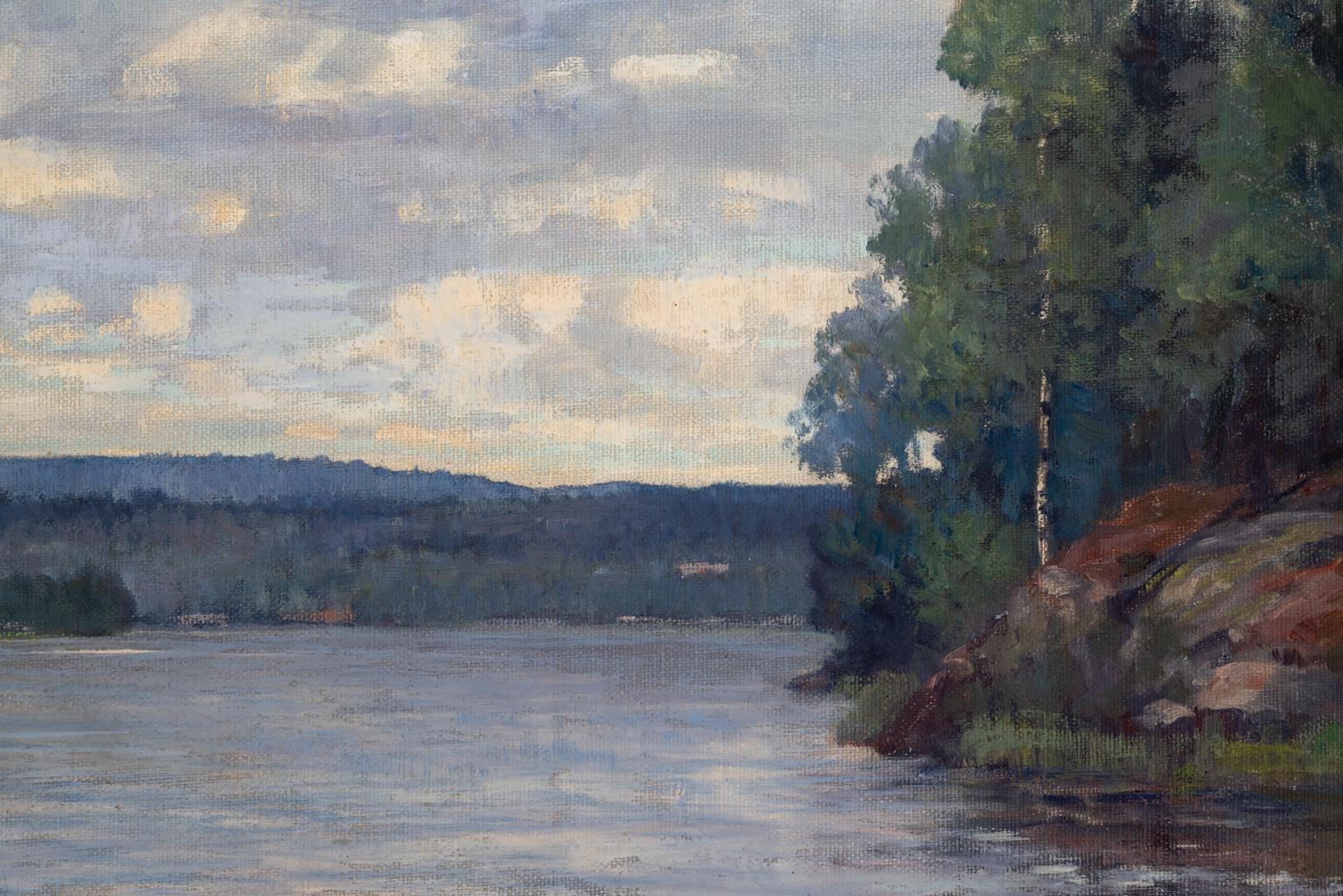 Alfred Jansson [Seelandschaft ohne Titel] Signiertes impressionistisches Ölgemälde von 1923 im Angebot 5