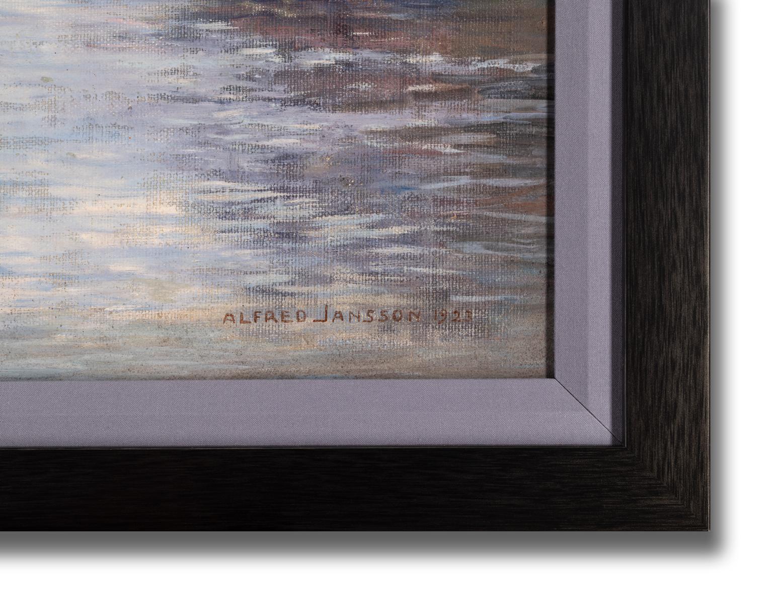 Alfred Jansson [Seelandschaft ohne Titel] Signiertes impressionistisches Ölgemälde von 1923 im Angebot 6