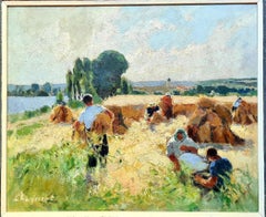 The Harvest, French Impressionist Oil on Canvas, Pupil of Édouard Vuillard