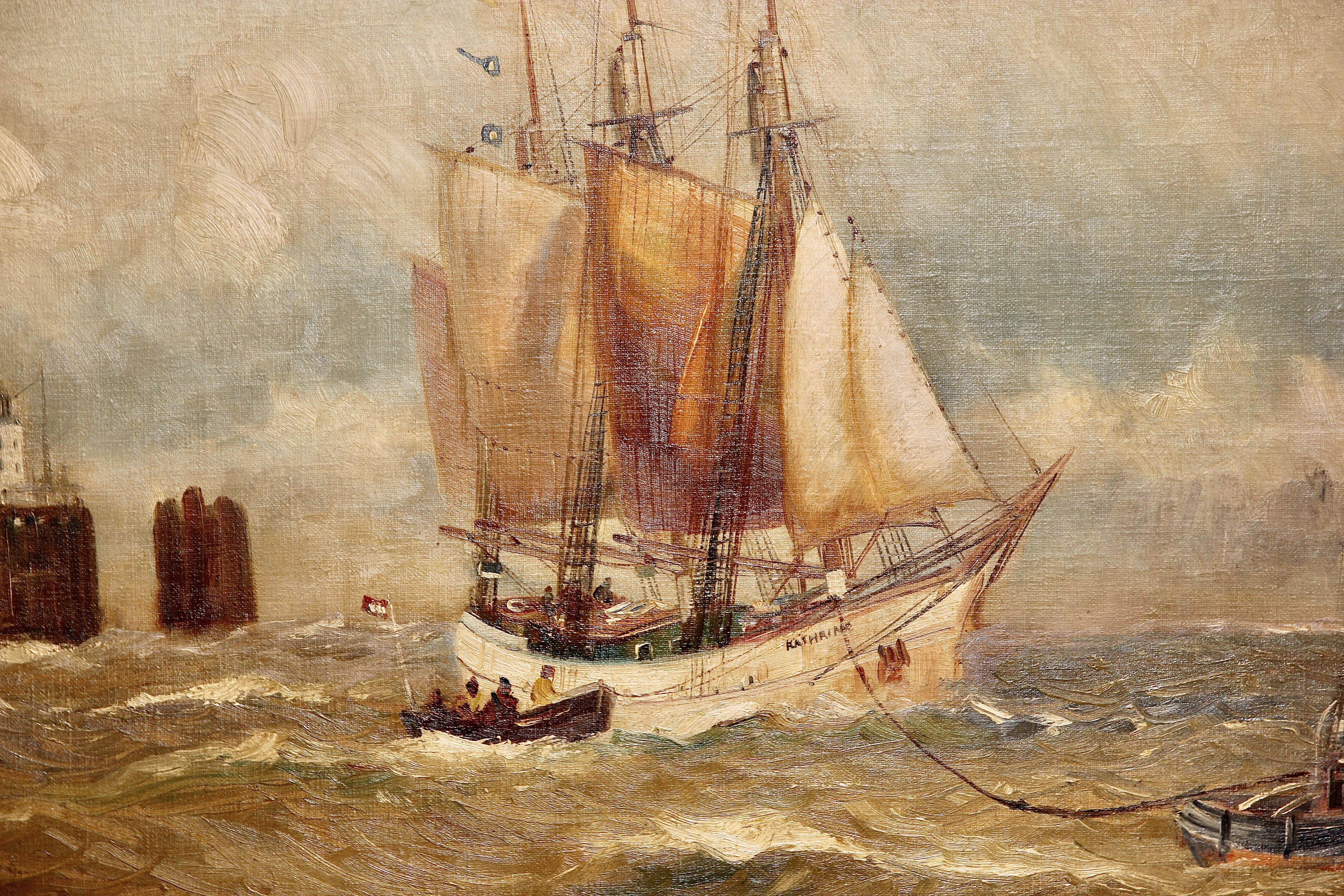 boat on the sea painting