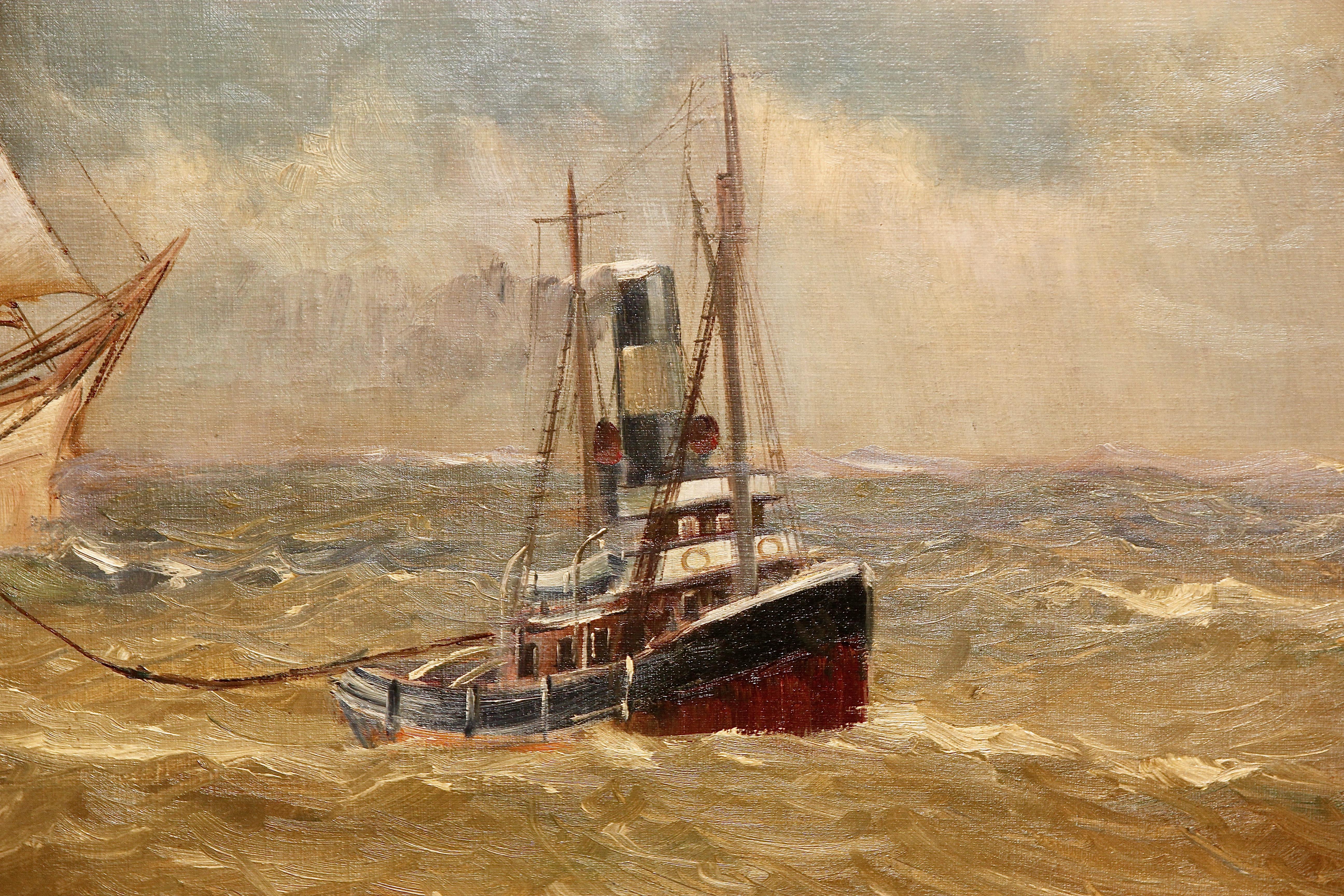 boat at sea painting