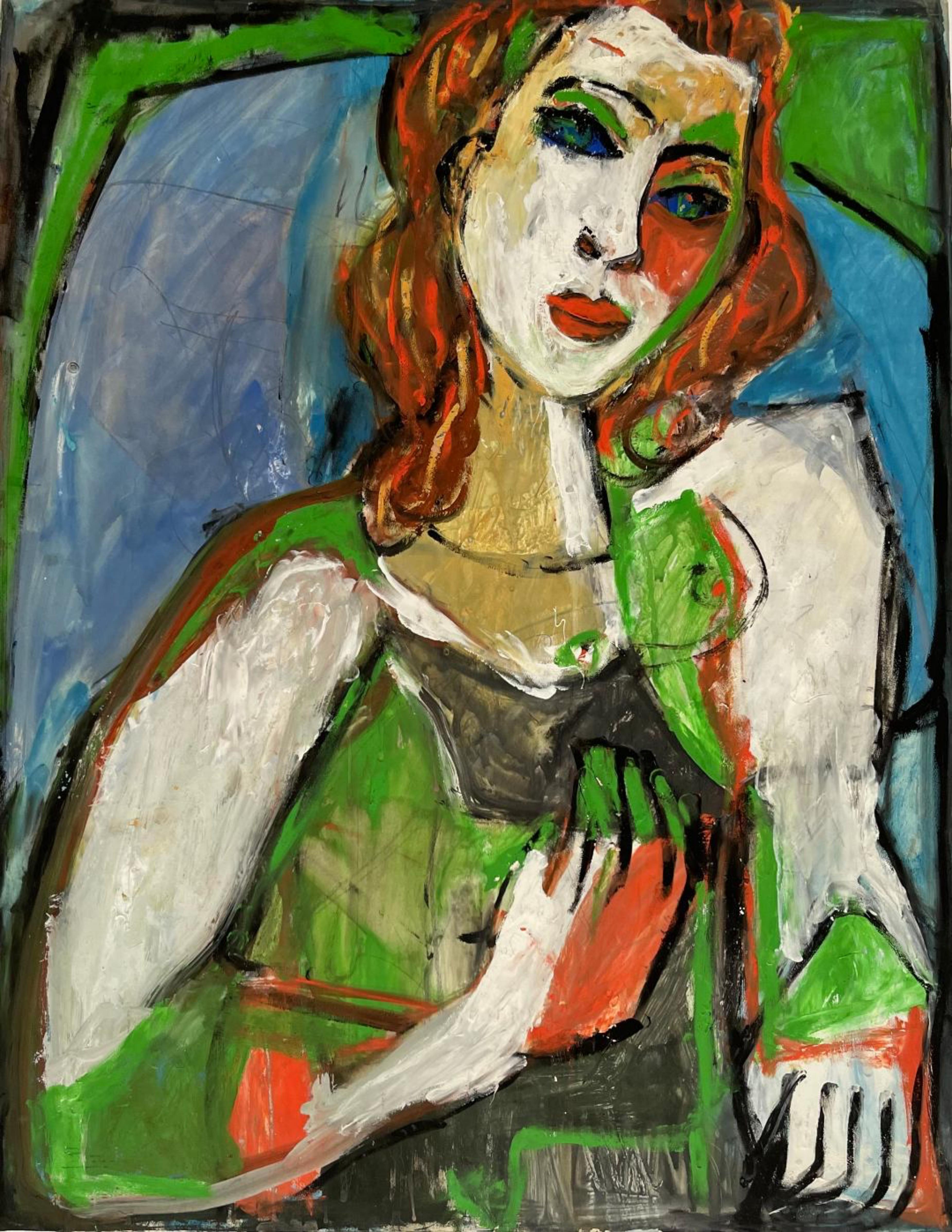 Alfred Jensen Figurative Painting - Early Signed, two sided figurative painting with portraits by renowned painter