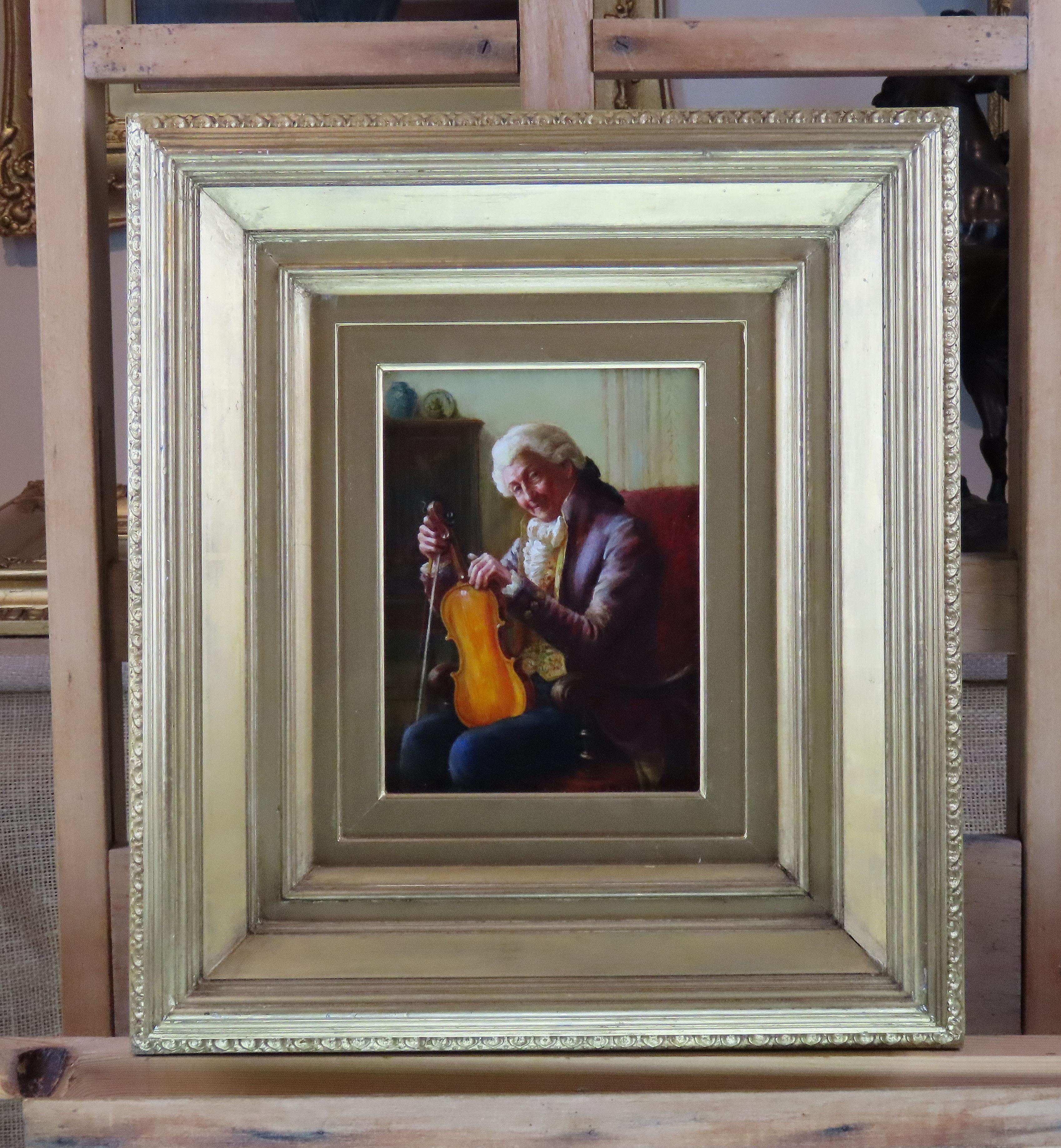 Original Öl auf Platte. Alfred John Bouchette, „Der Violinist“ im Angebot 1