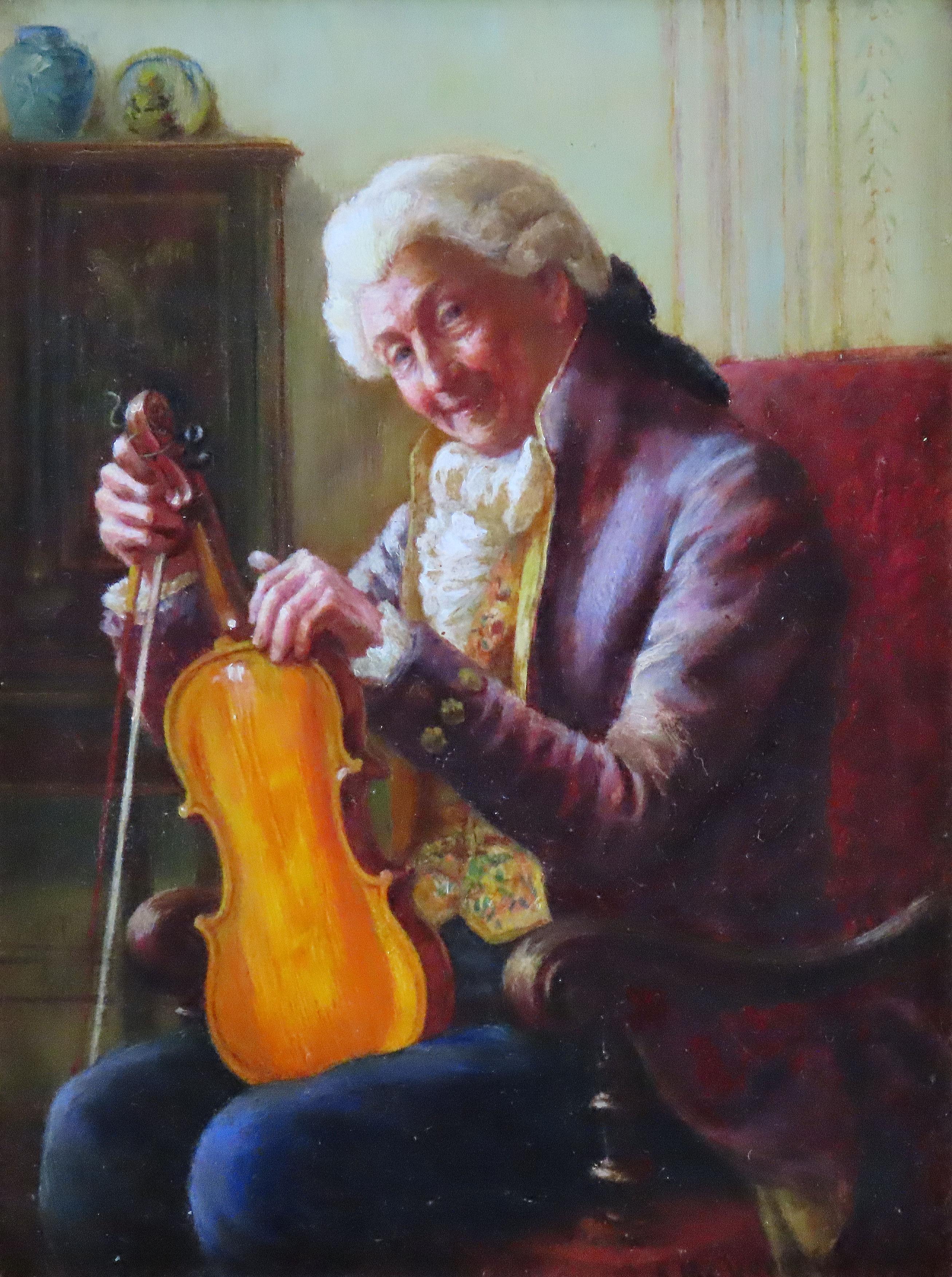 Original Öl auf Platte. Alfred John Bouchette, „Der Violinist“ im Angebot 2