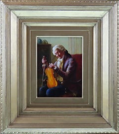 Huile originale sur panneau. Alfred John Bouchette, le violoniste