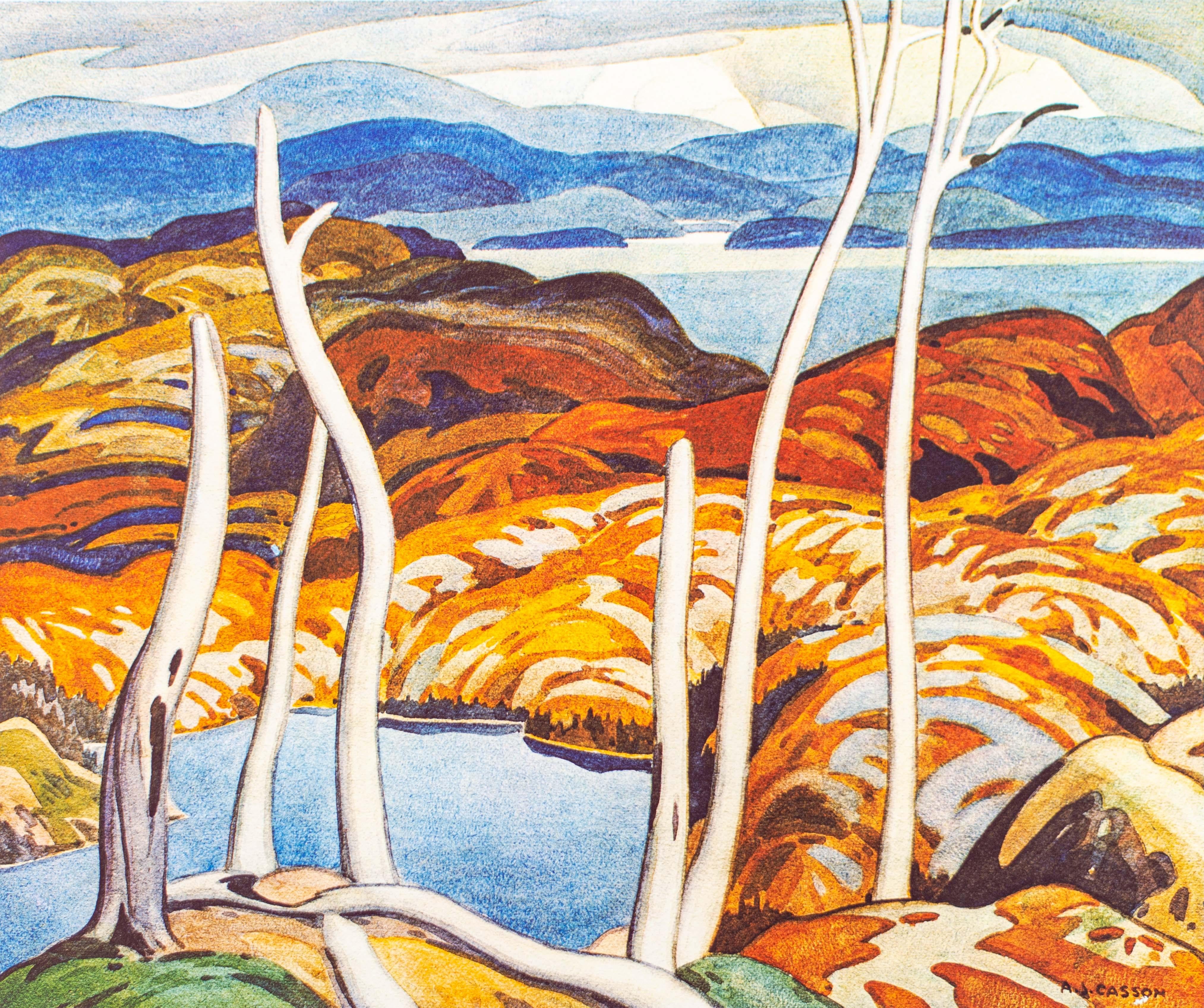North Shore - paesaggio colorato, impressionista, litografia in edizione limitata - Print di Alfred Joseph Casson