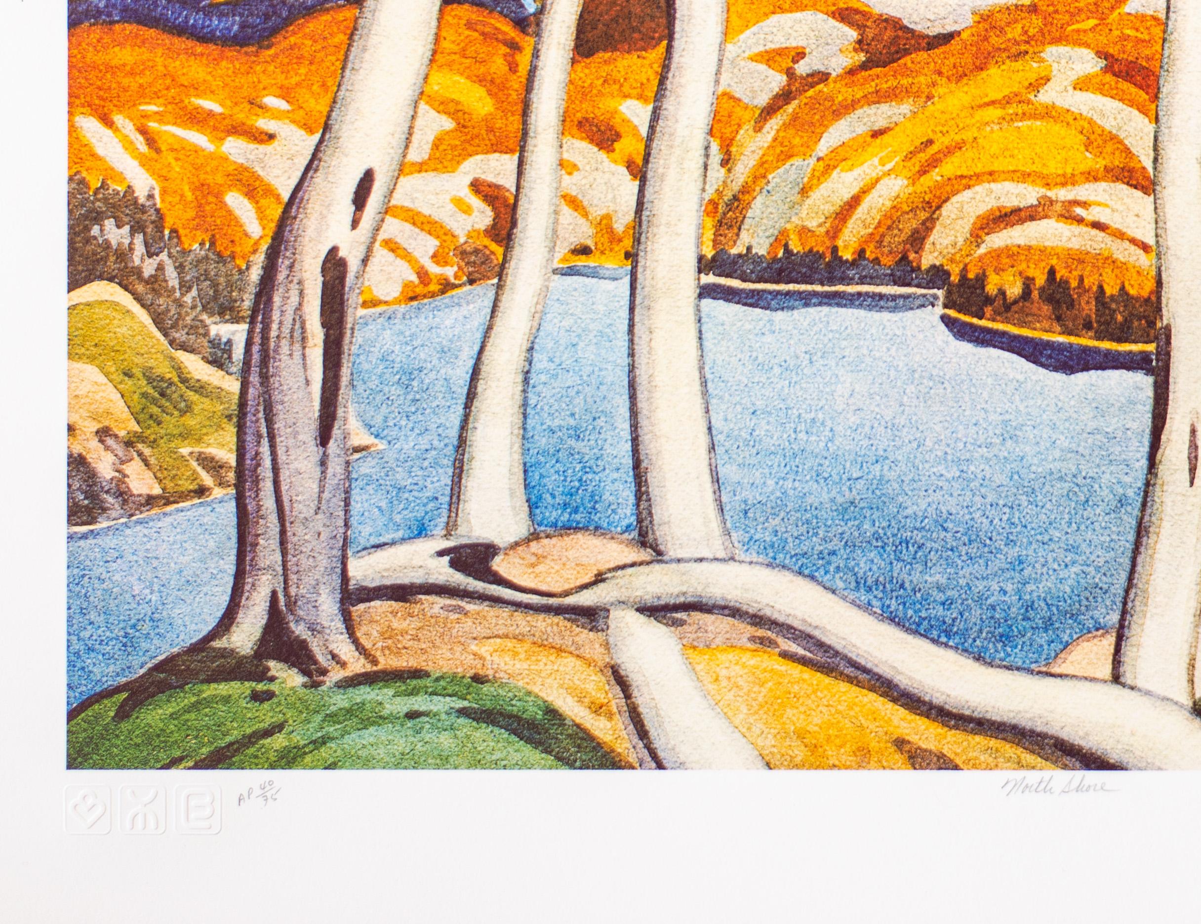 North Shore - paesaggio colorato, impressionista, litografia in edizione limitata - Print Postimpressionismo di Alfred Joseph Casson
