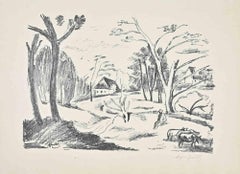 Bucolic Landscape - Lithograph by Alfred Justiz - 1925