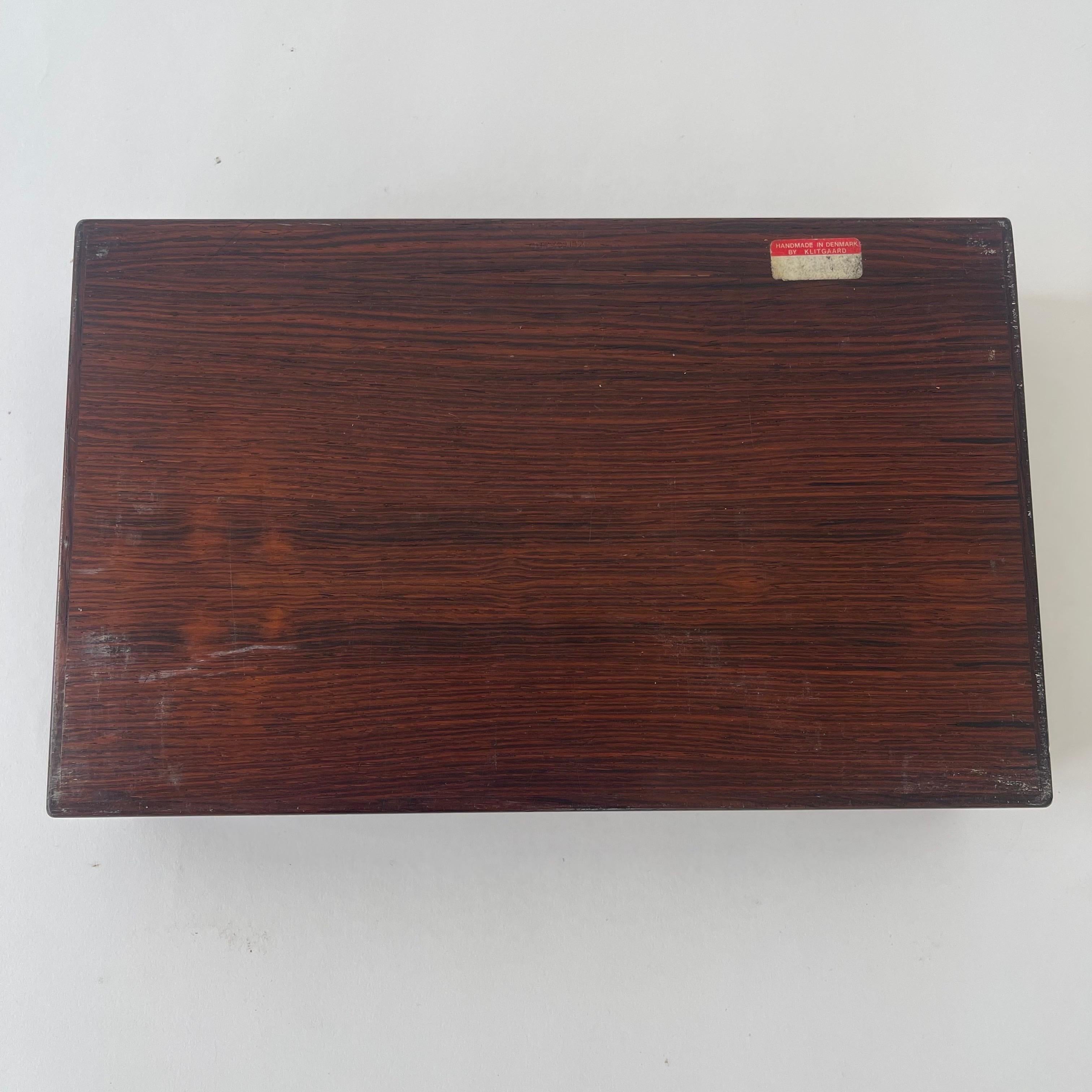 Alfred Klitgaard Boîte à bijoux moderne danoise en bois de rose et daim, Danemark, années 1950 en vente 6