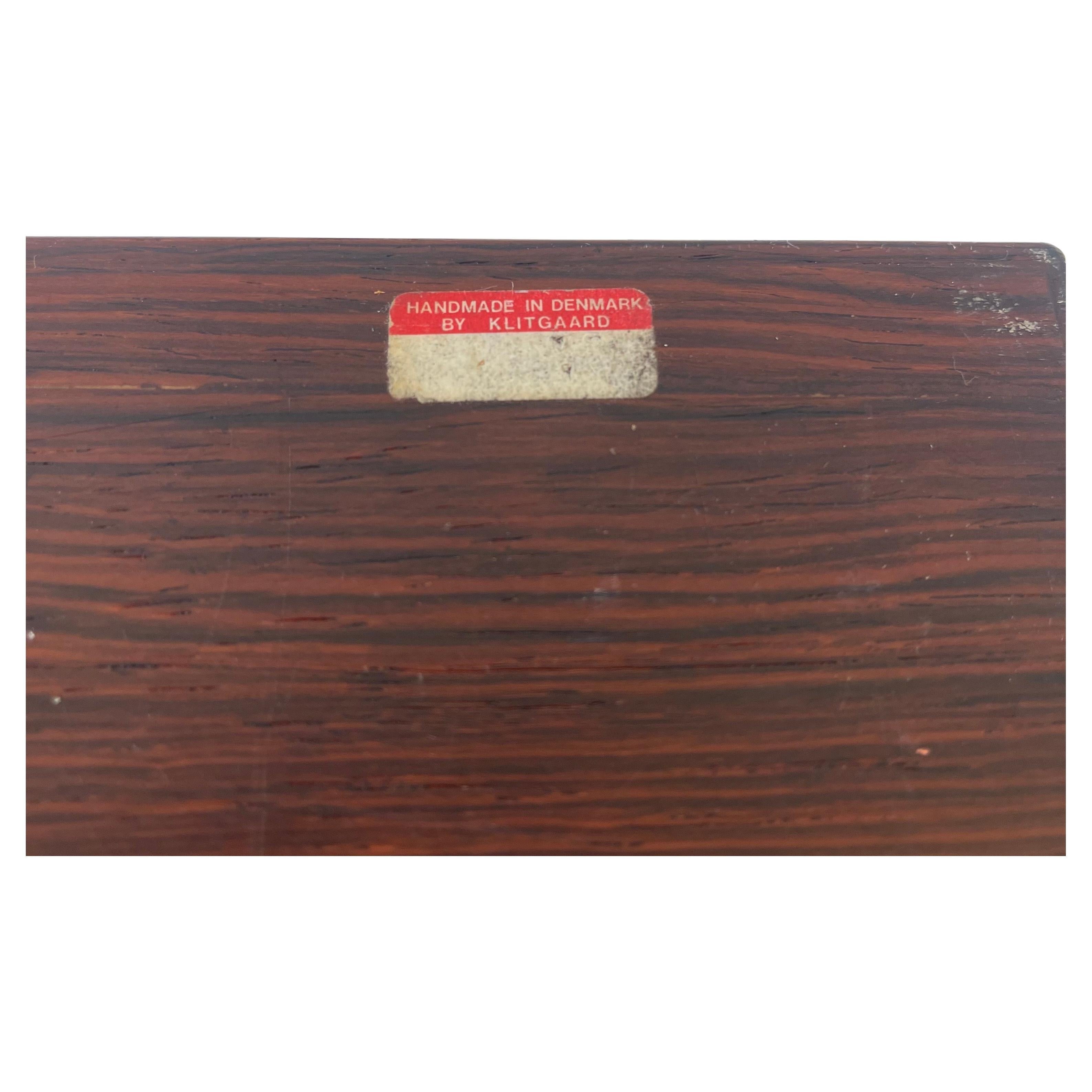Alfred Klitgaard Boîte à bijoux moderne danoise en bois de rose et daim, Danemark, années 1950 en vente 7