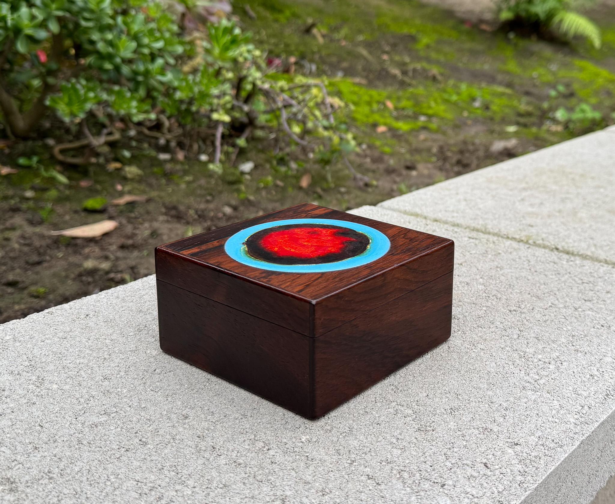 Alfred Klitgaard Wood & Enamel Box for Bodil Eje, Denmark, c.1965 For Sale 8